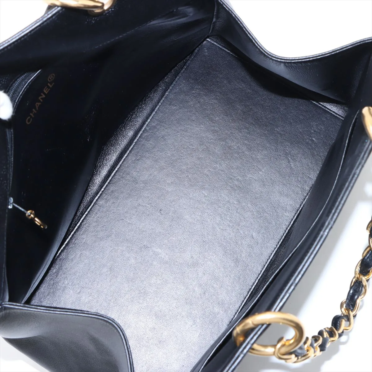 Matelassé Caviar Skin Chain Tote Bag, Coco Mark, Black, Gold Hardware, 4858409, Series 4 — view 7