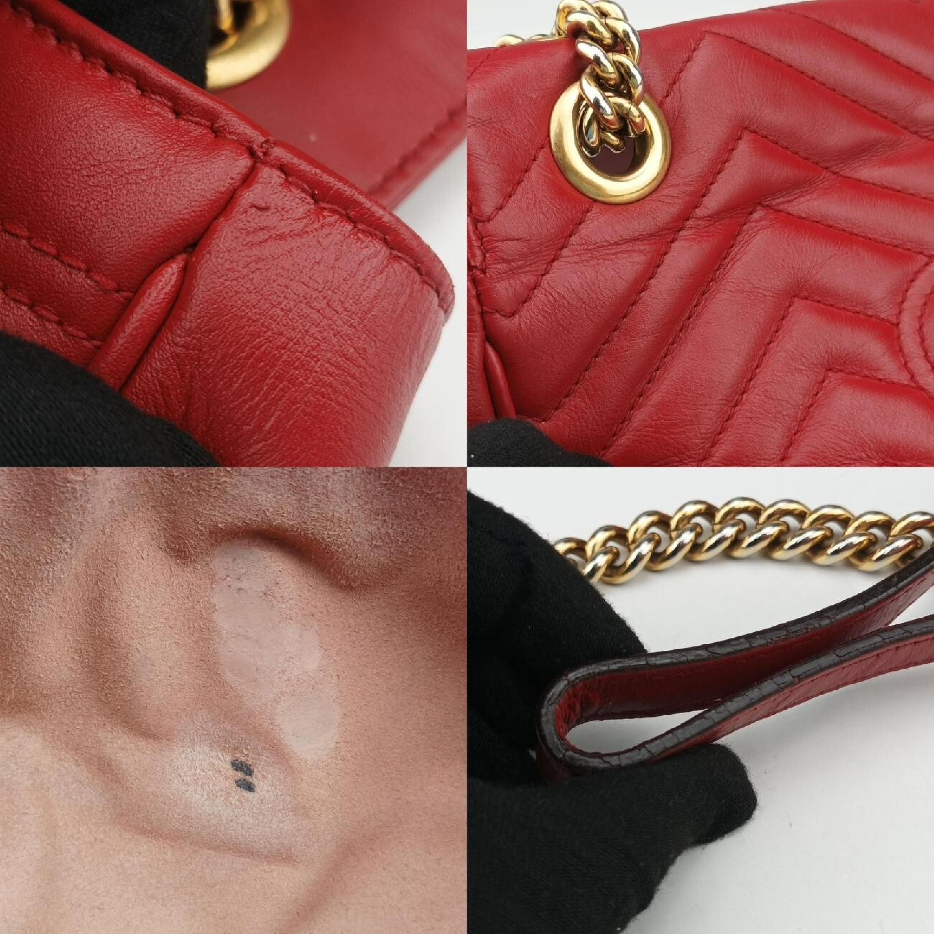 GG Marmont Red Leather Shoulder Bag 443497 E022040071 — view 10