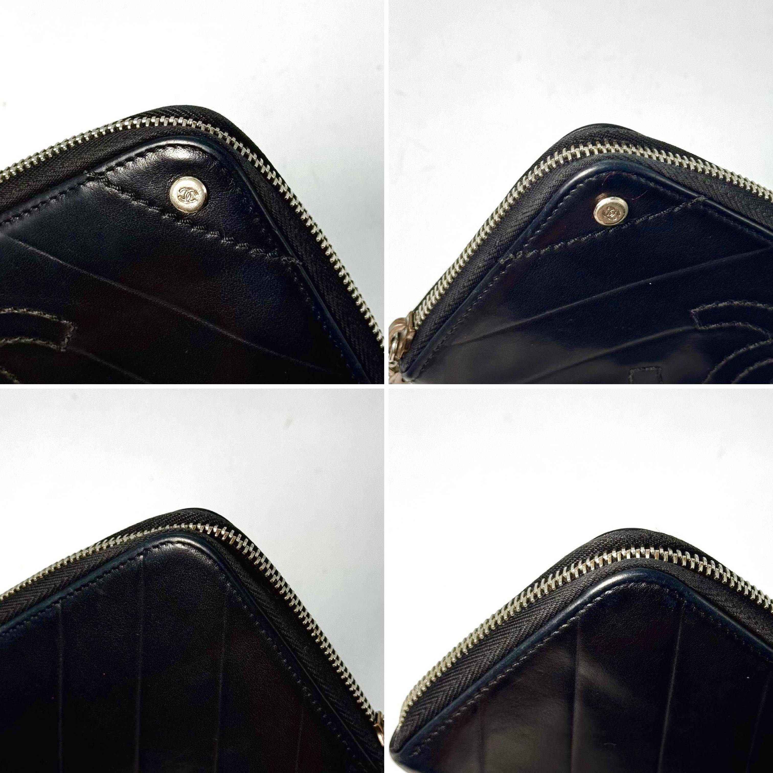 Round Long Wallet Chevron V-stitch Black Wallet 10977554 — view 7