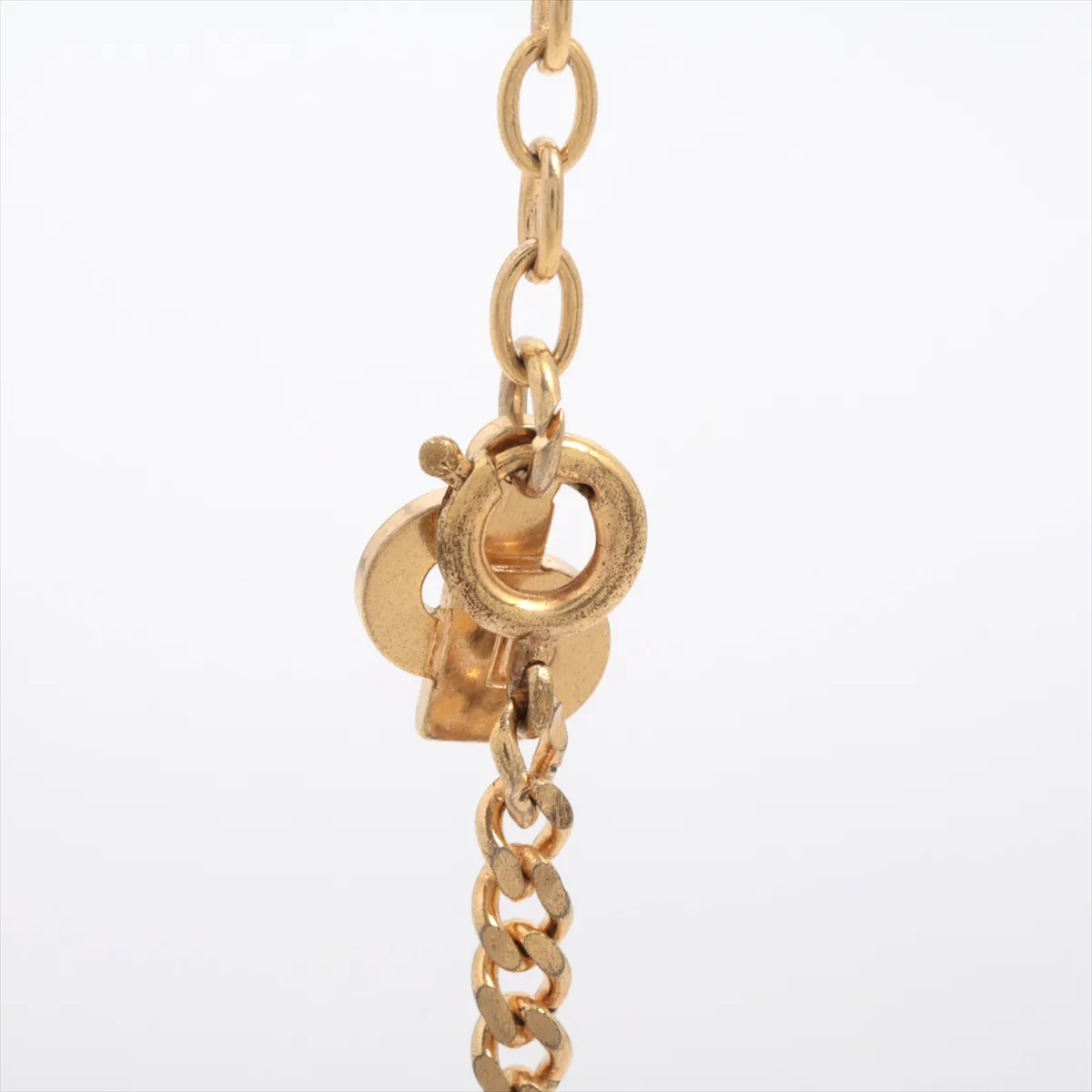 CD logo necklace, GP gold. Shows signs of wear, including — view 3