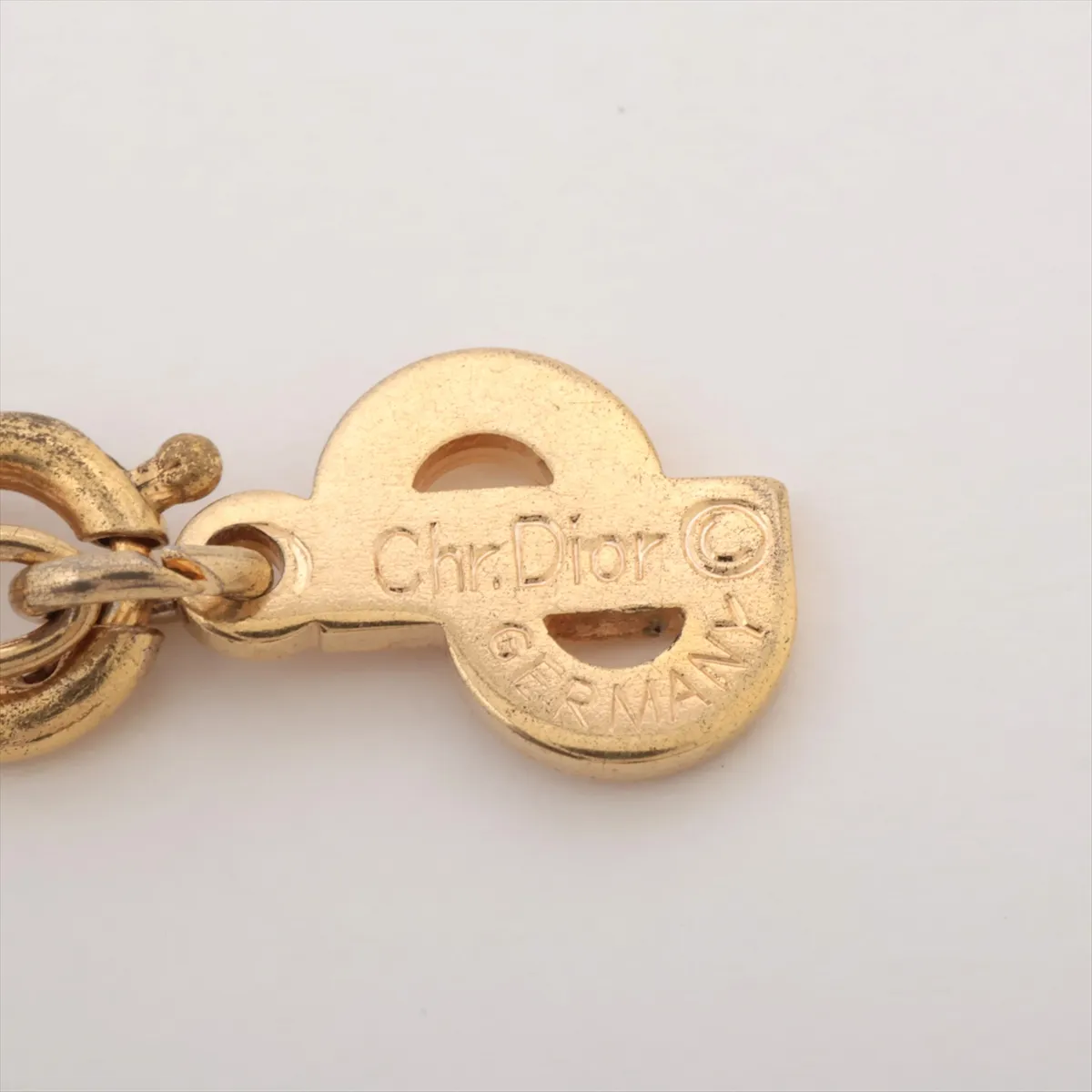 CD logo necklace, GP gold. Shows signs of wear, including — view 4