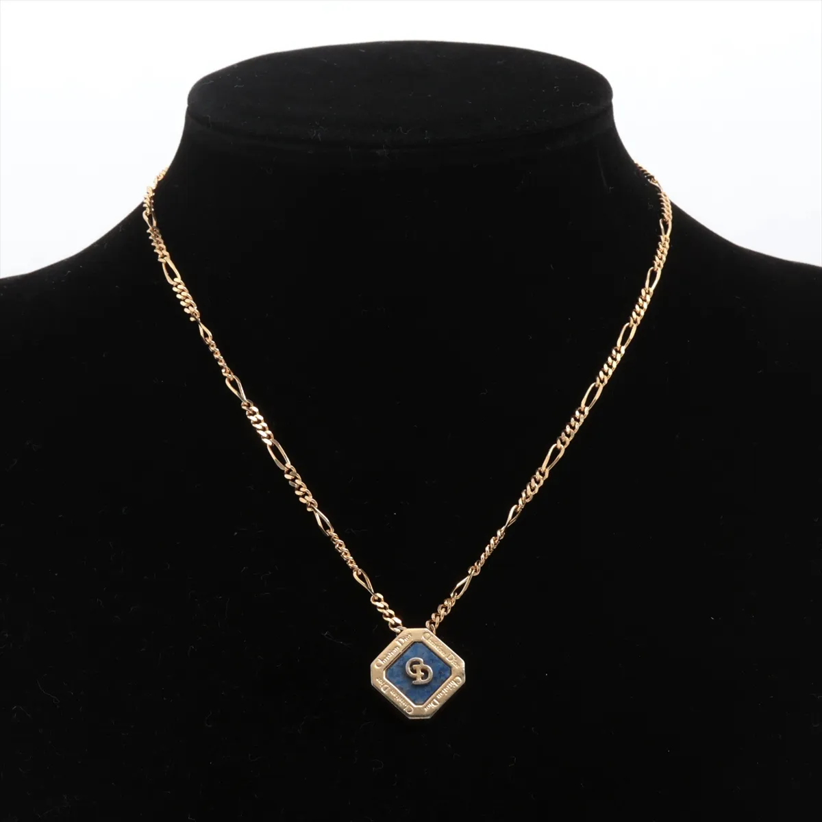 CD logo necklace, GP gold. Shows signs of wear, including — view 5
