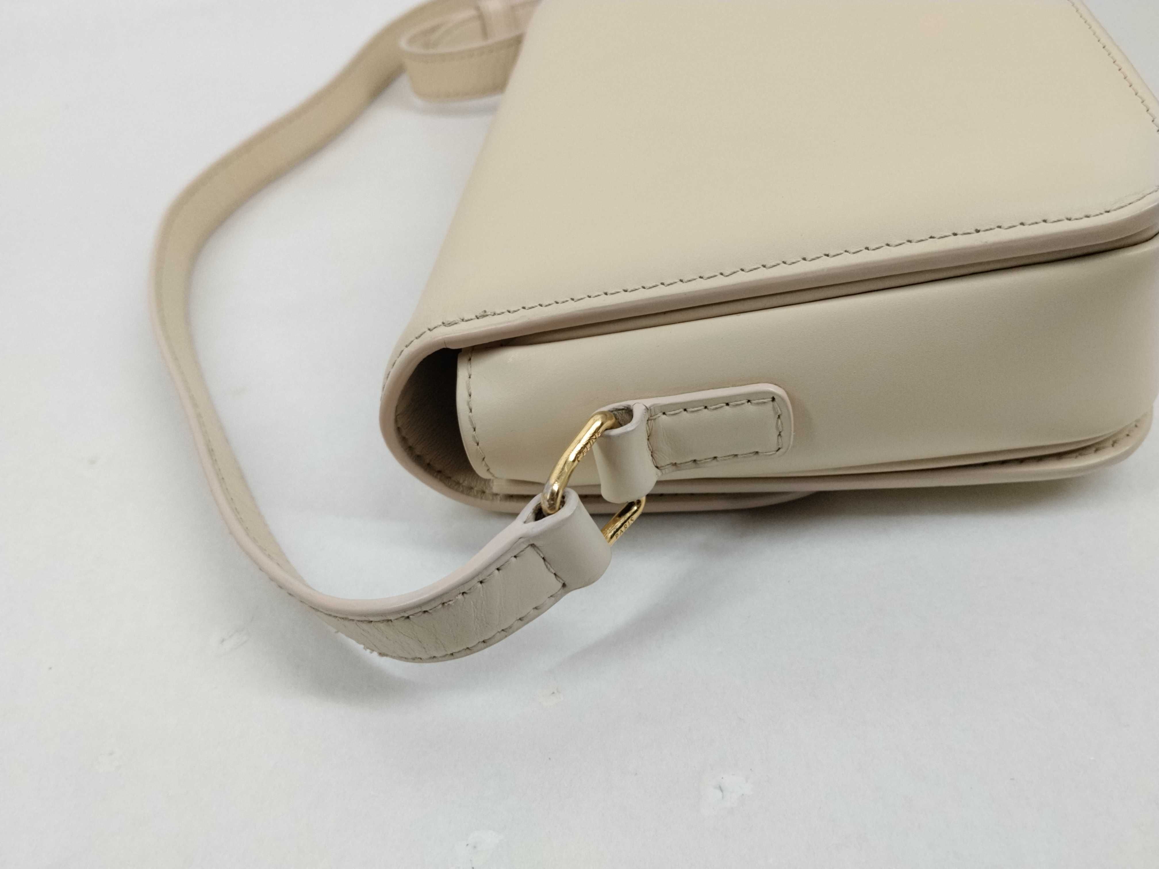 Teen Triomphe Shoulder Bag, Leather, Ivory Shoulder Bag — view 5