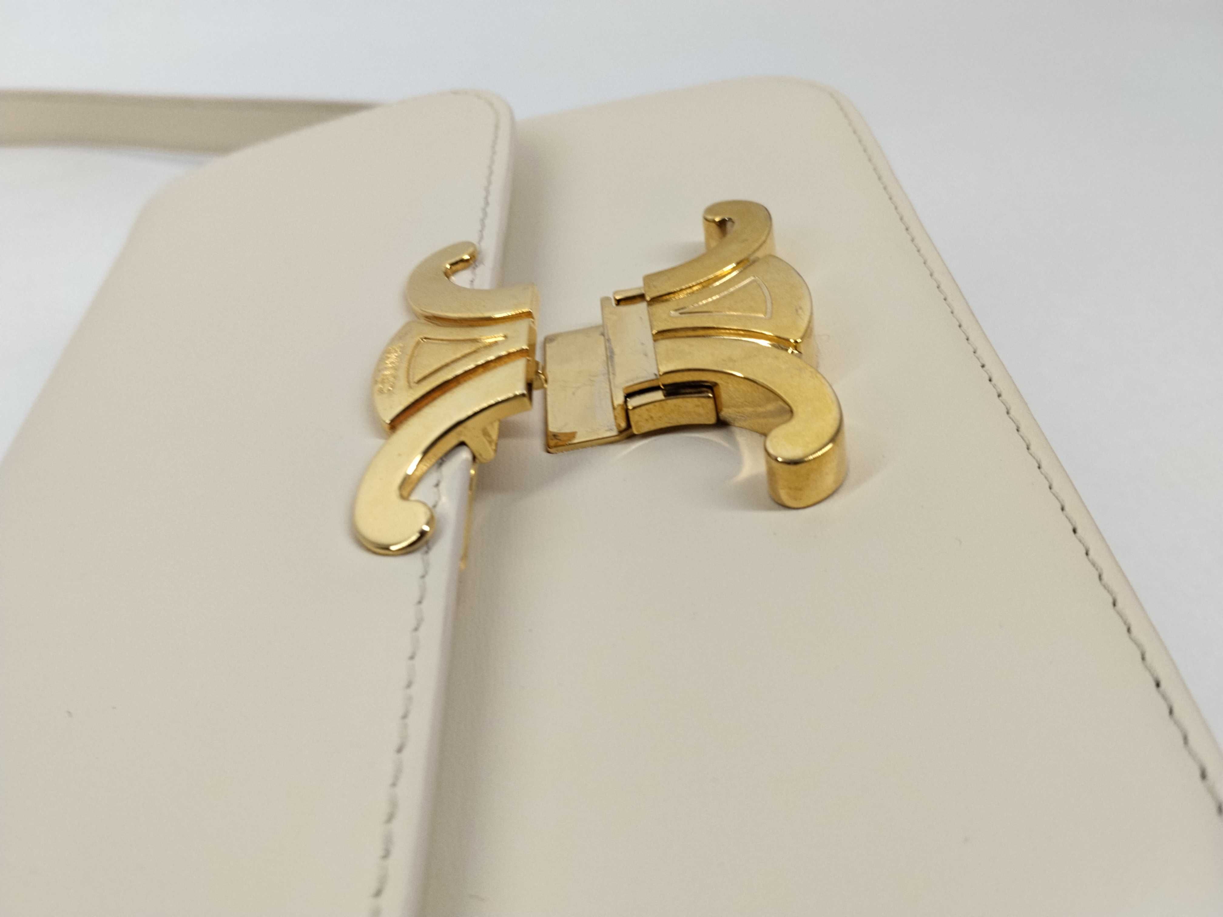 Teen Triomphe Shoulder Bag, Leather, Ivory Shoulder Bag — view 8