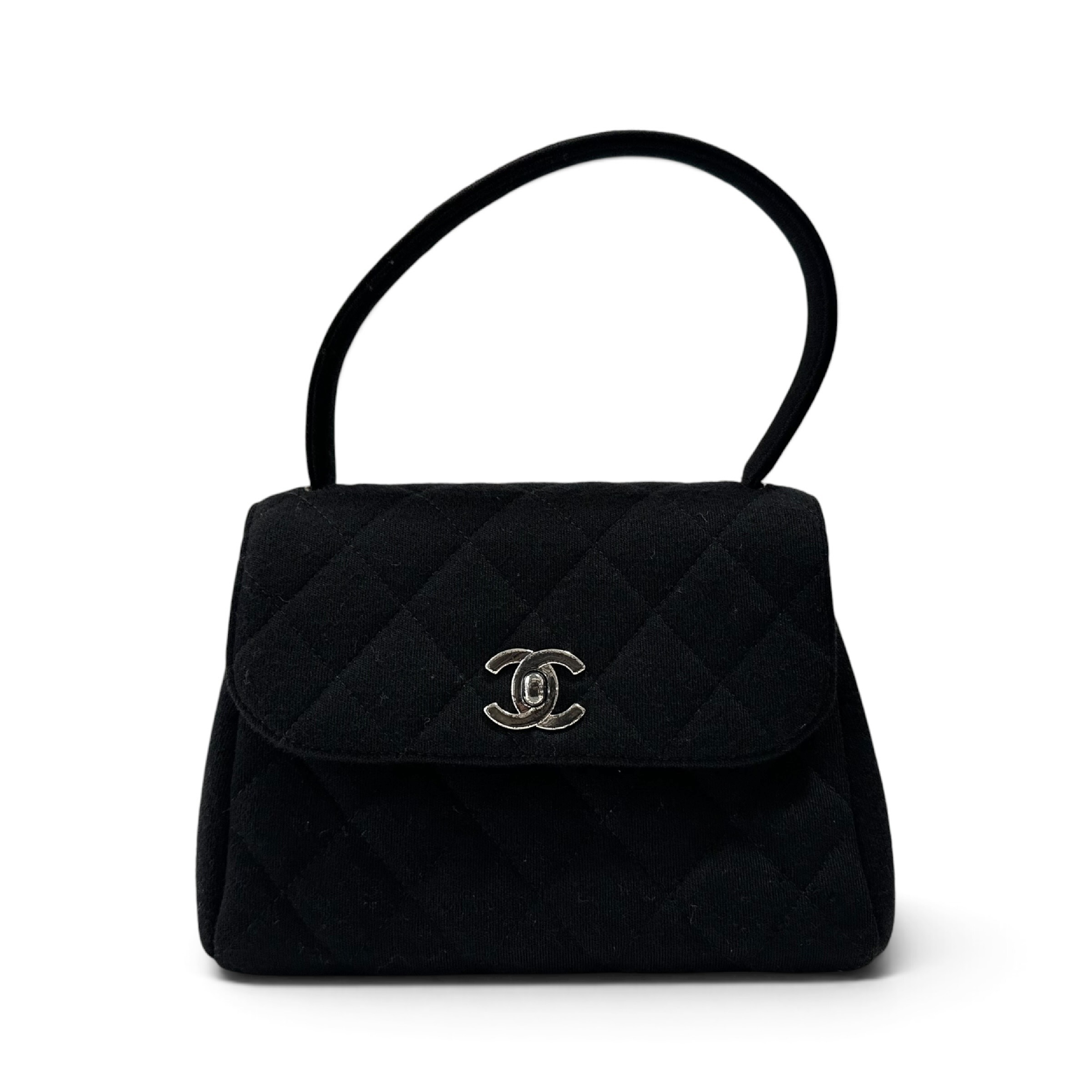 Matelassé Mini Handbag, Coco Handle, Cotton, Black, Silver Hardware, 4420436 Handbag