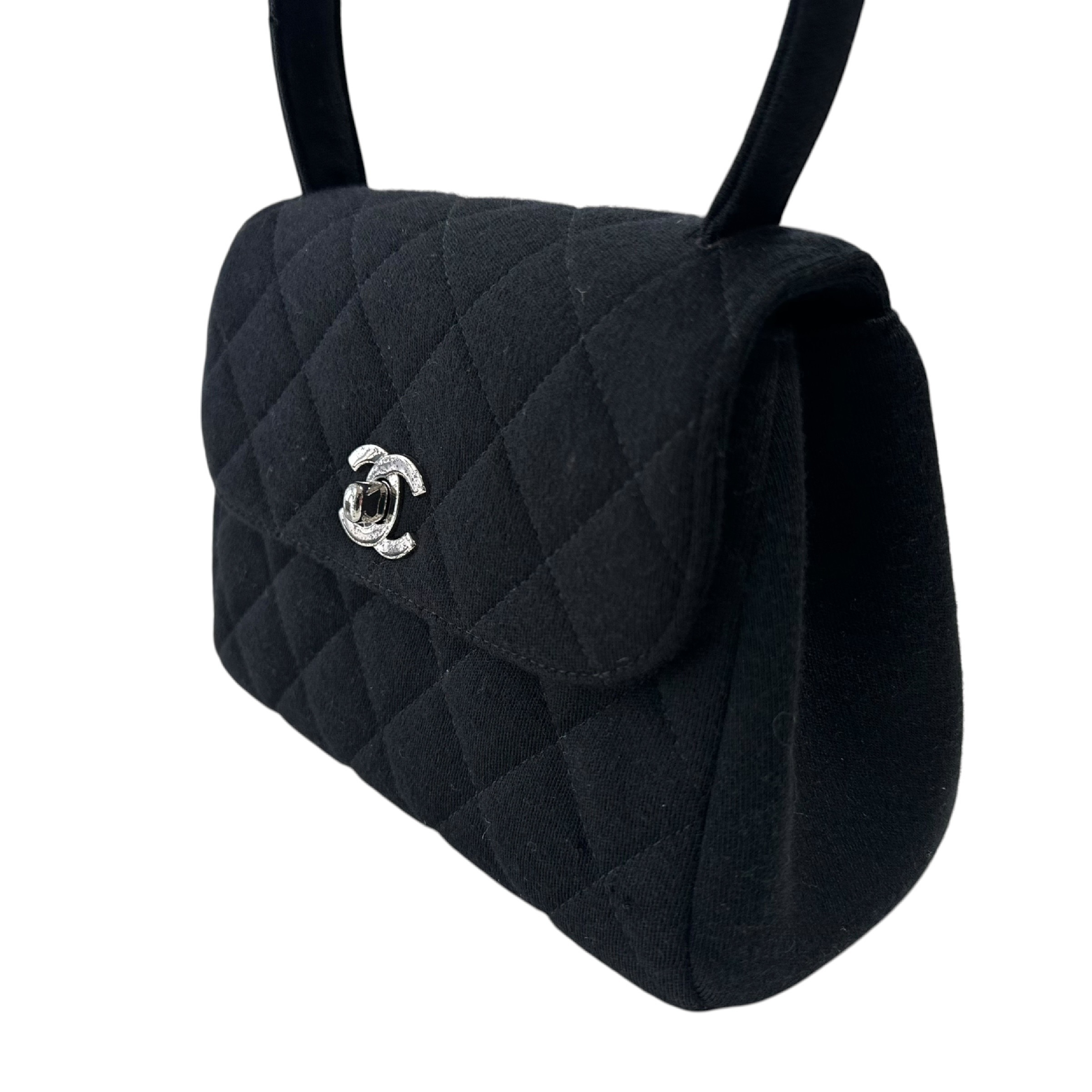 Matelassé Mini Handbag, Coco Handle, Cotton, Black, Silver Hardware, 4420436 Handbag — view 4