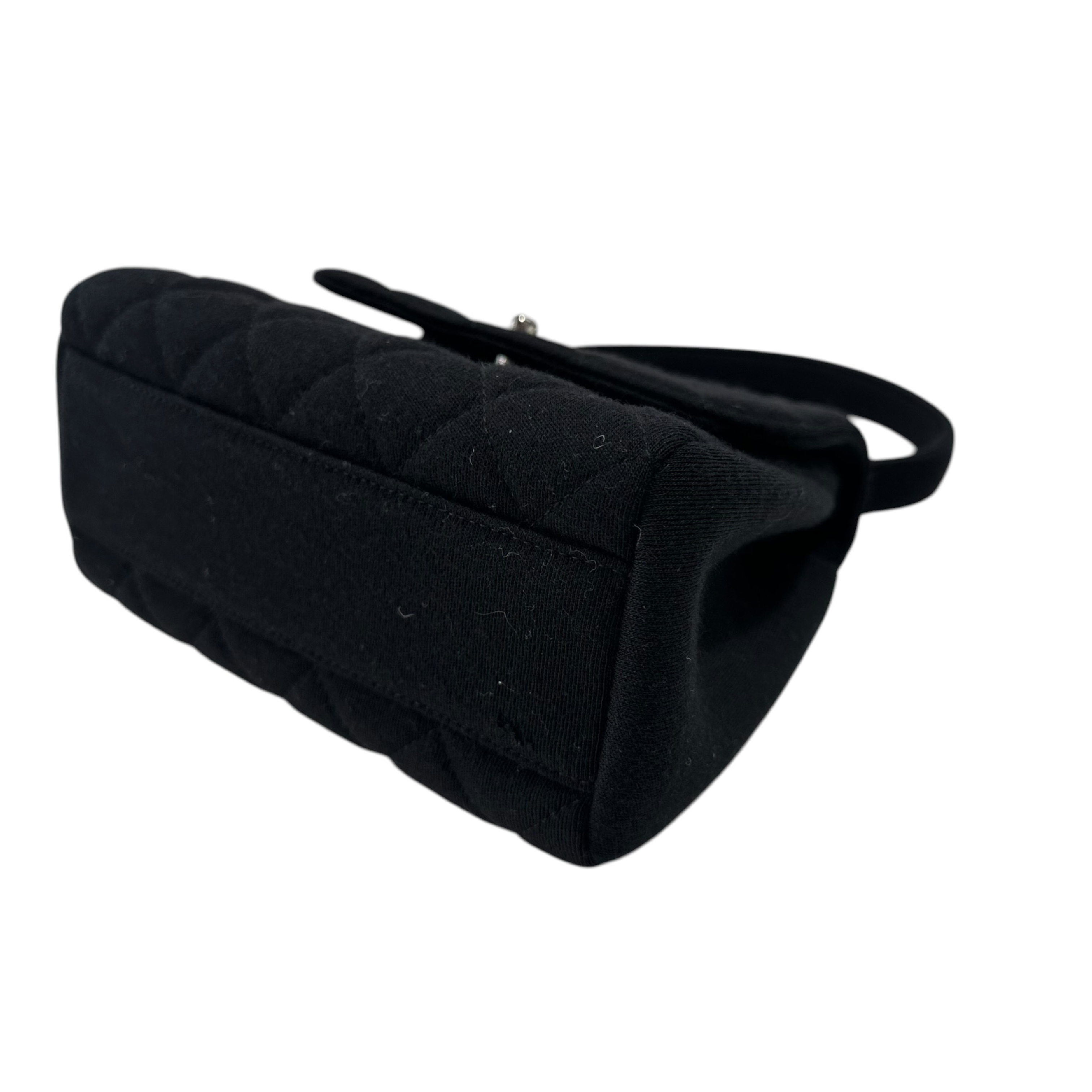Matelassé Mini Handbag, Coco Handle, Cotton, Black, Silver Hardware, 4420436 Handbag — view 9