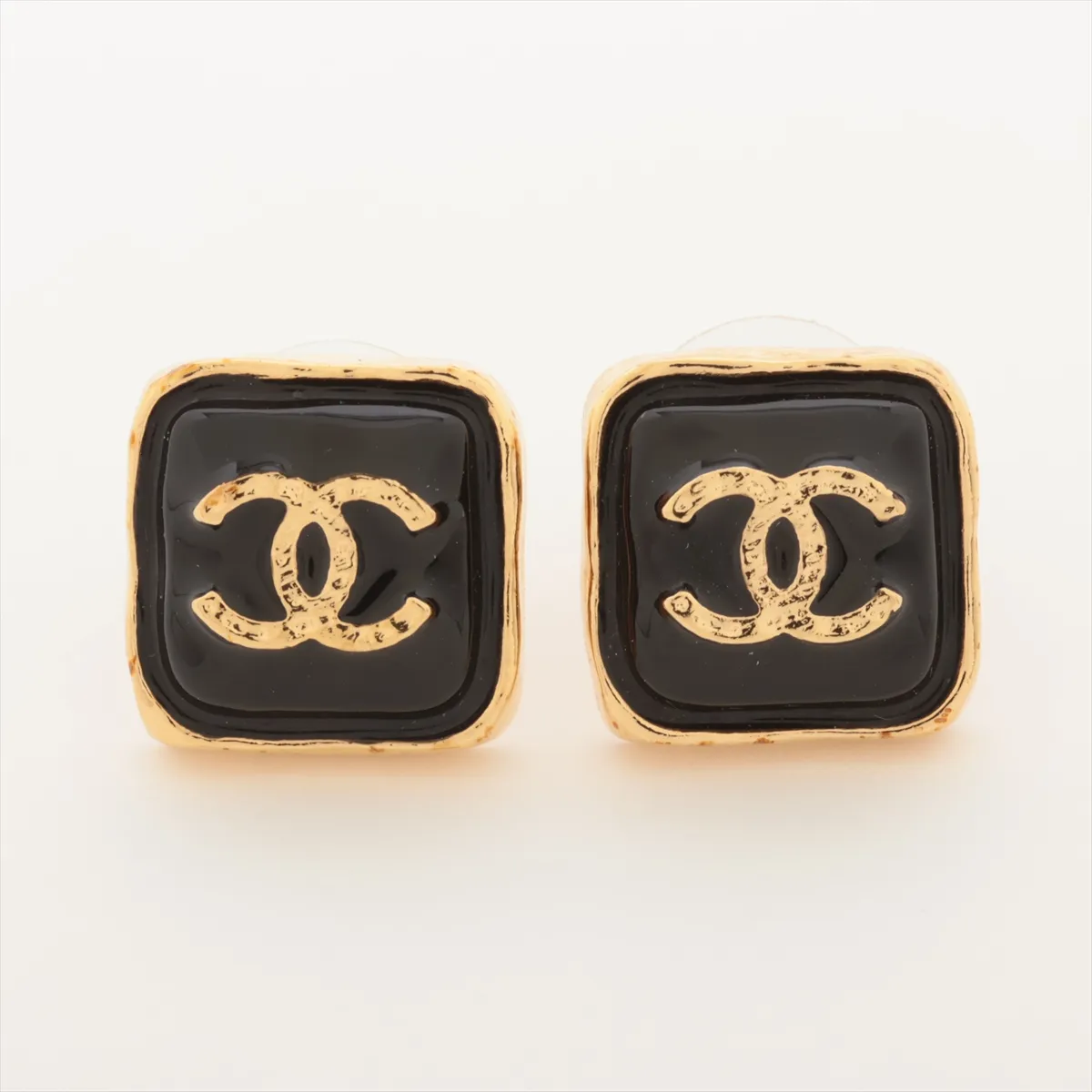 Coco Mark B23K Earrings (Pair) GP Gold x Black -