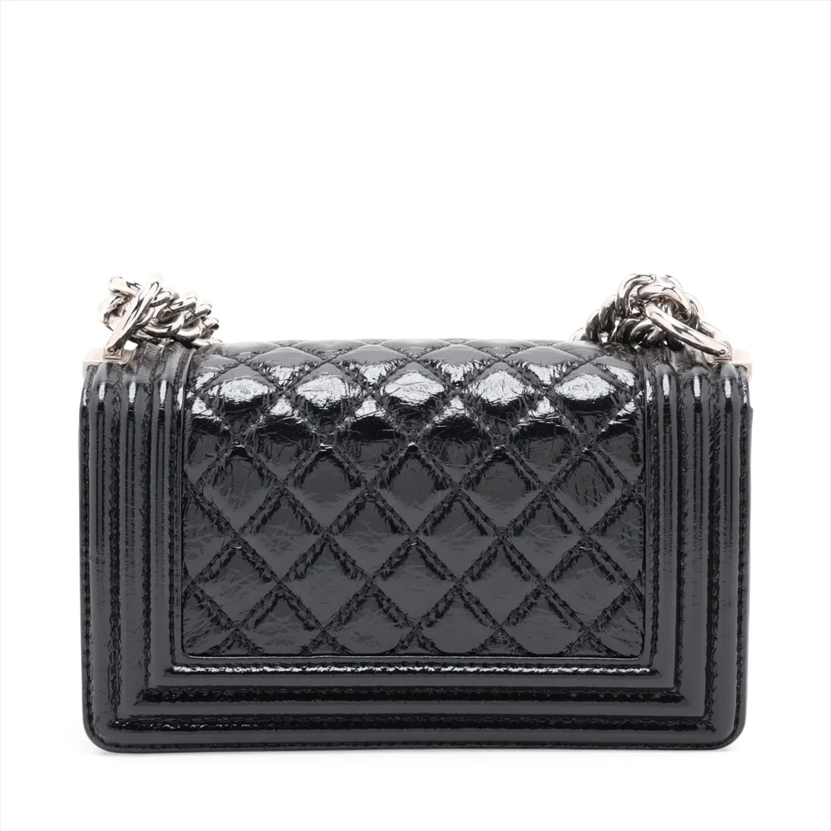 Boy Chanel 20 Small Patent Leather Chain Shoulder Bag, Black with Gold Hardware, 25736877, Serial Number 25-series, A67085 — view 2