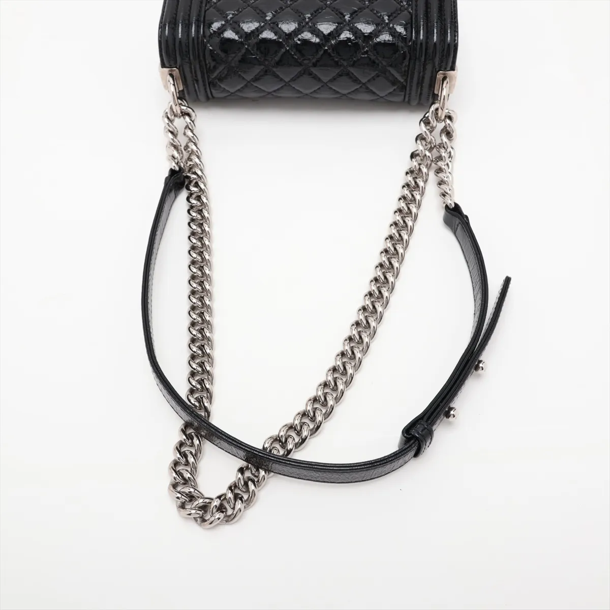Boy Chanel 20 Small Patent Leather Chain Shoulder Bag, Black with Gold Hardware, 25736877, Serial Number 25-series, A67085 — view 5