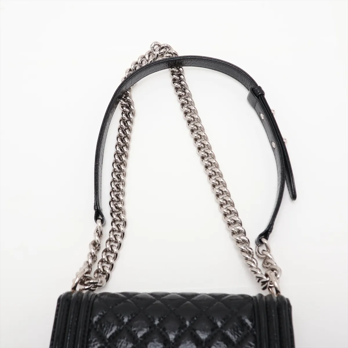 Boy Chanel 20 Small Patent Leather Chain Shoulder Bag, Black with Gold Hardware, 25736877, Serial Number 25-series, A67085 — view 6