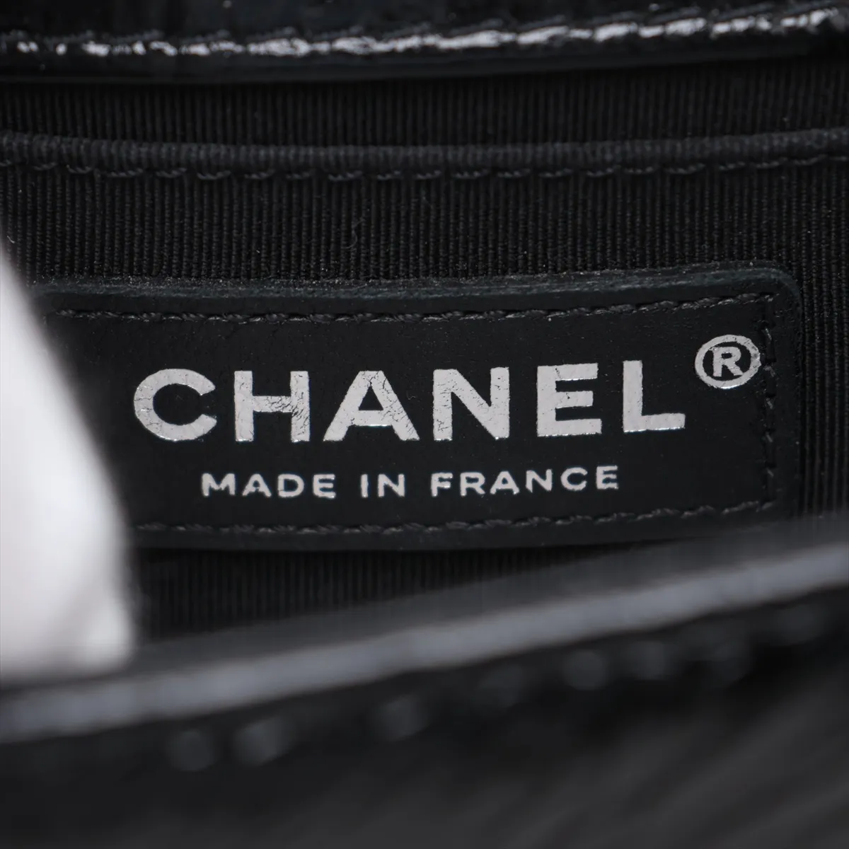 Boy Chanel 20 Small Patent Leather Chain Shoulder Bag, Black with Gold Hardware, 25736877, Serial Number 25-series, A67085 — view 9