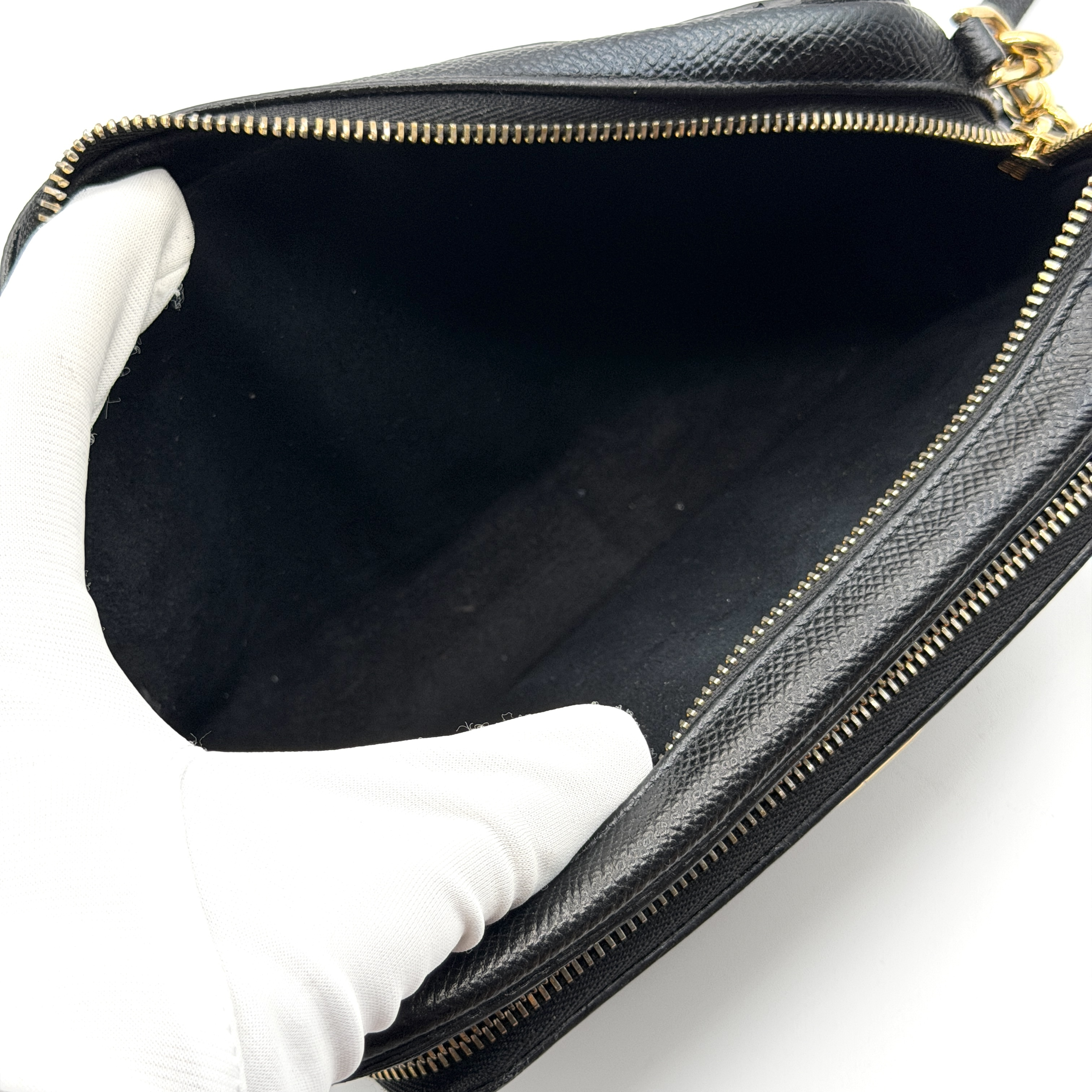 Caro Saffiano Gold Shoulder Bag — view 11