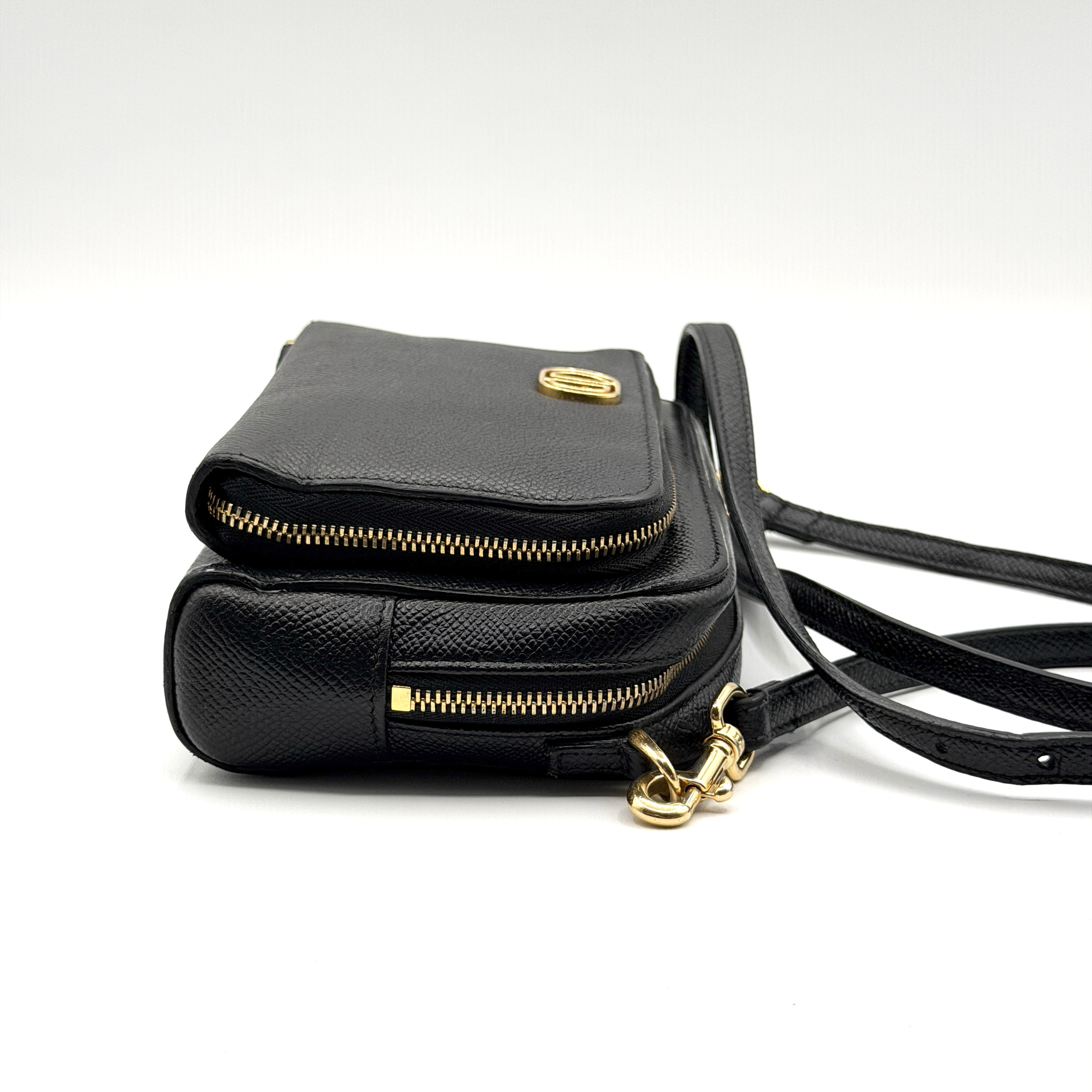 Caro Saffiano Gold Shoulder Bag — view 5