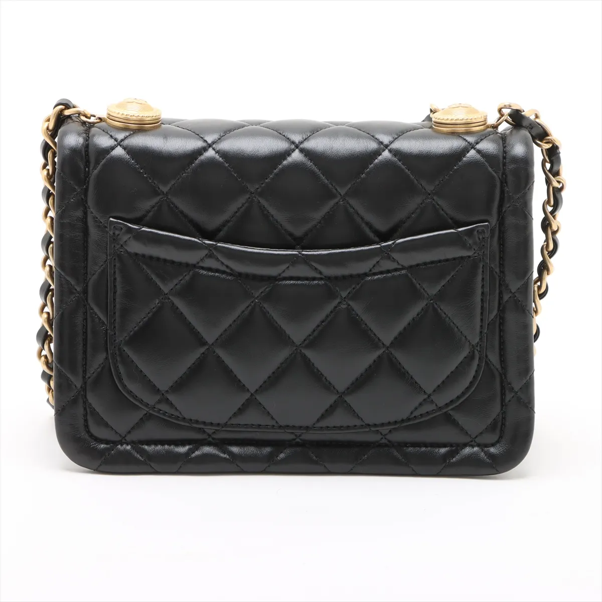 Matelasse leather chain shoulder bag black gold hardware 30552199 30s — view 2