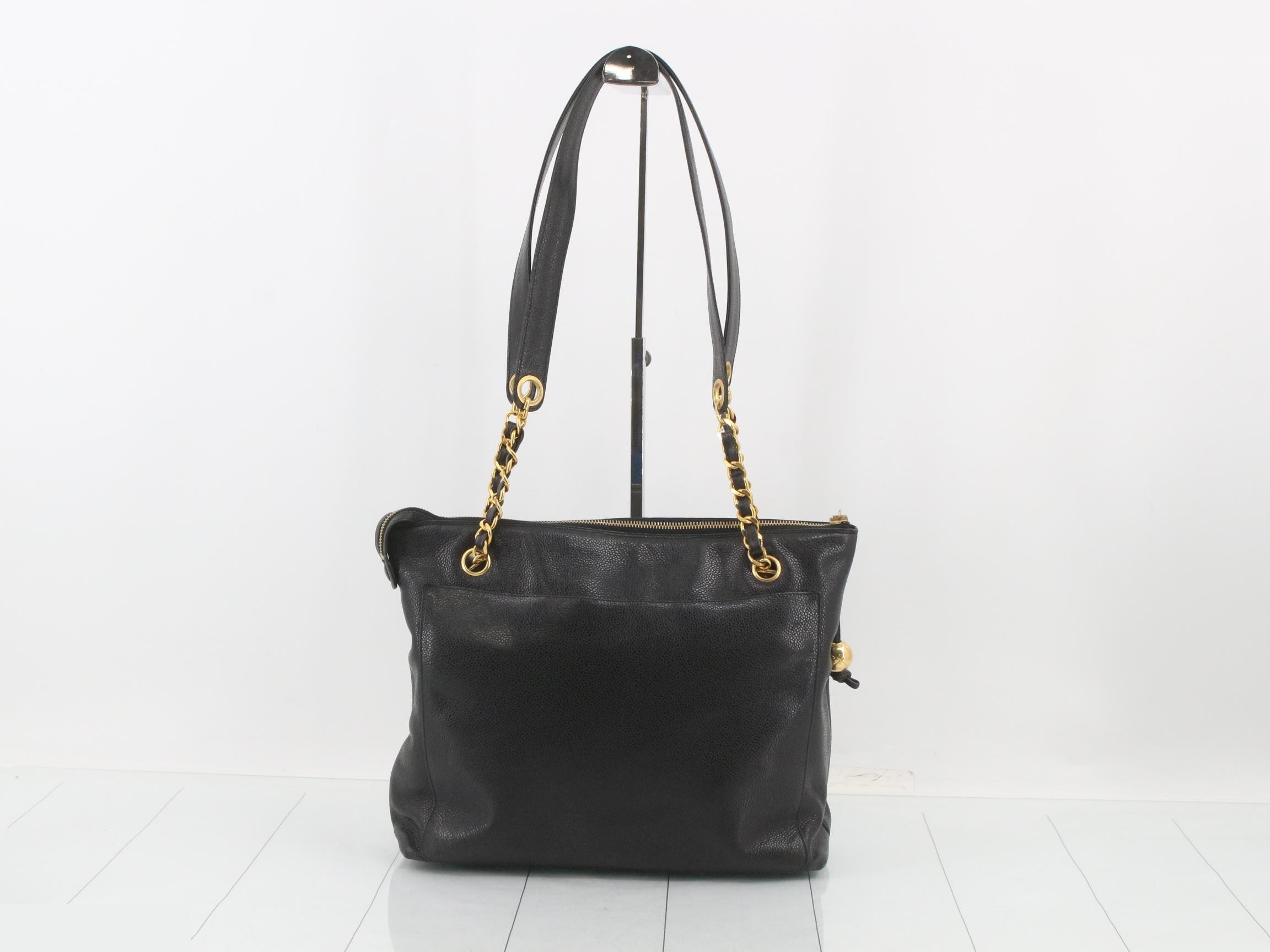 Caviar skin chain tote bag — view 2