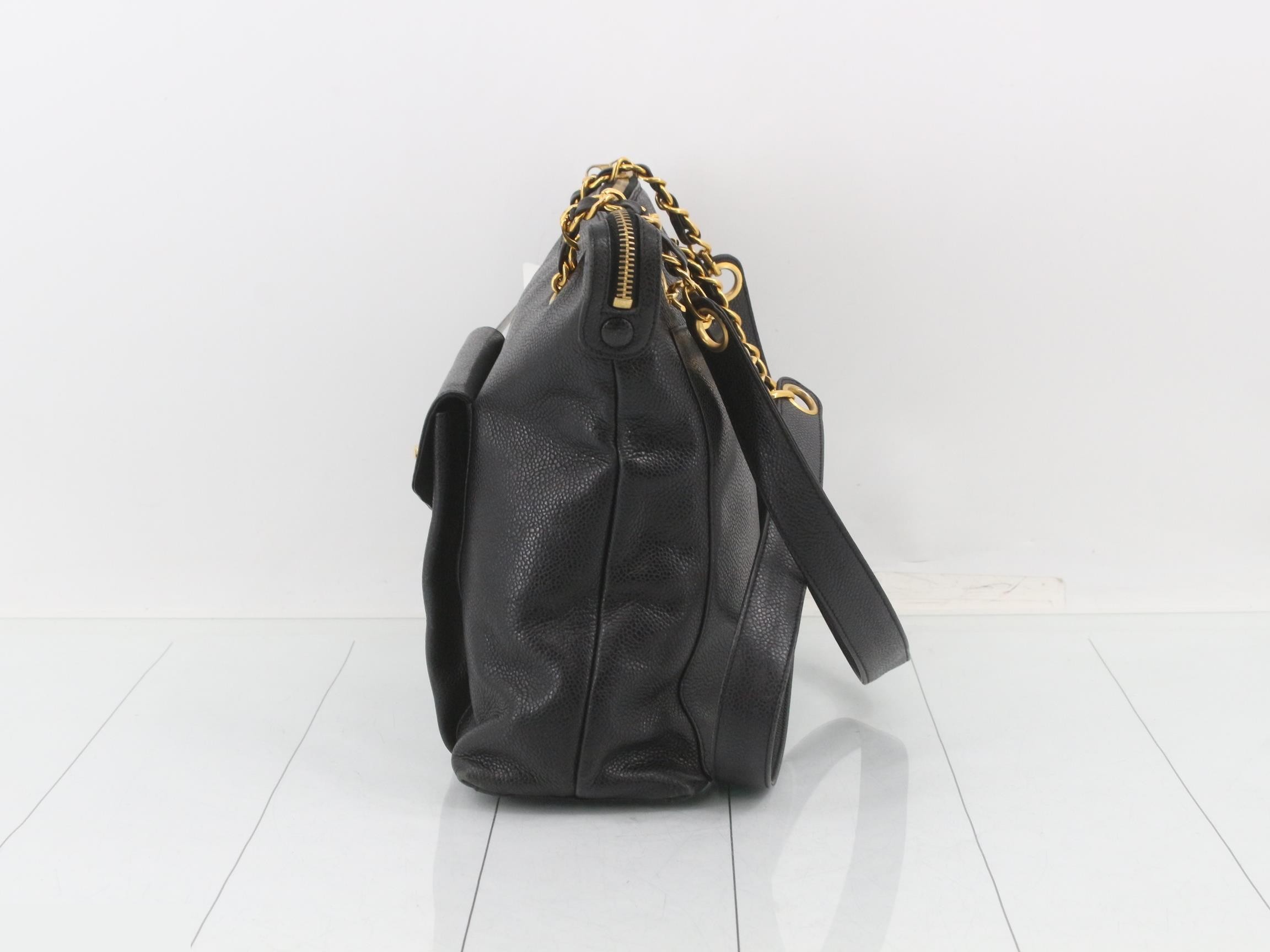 Caviar skin chain tote bag — view 3