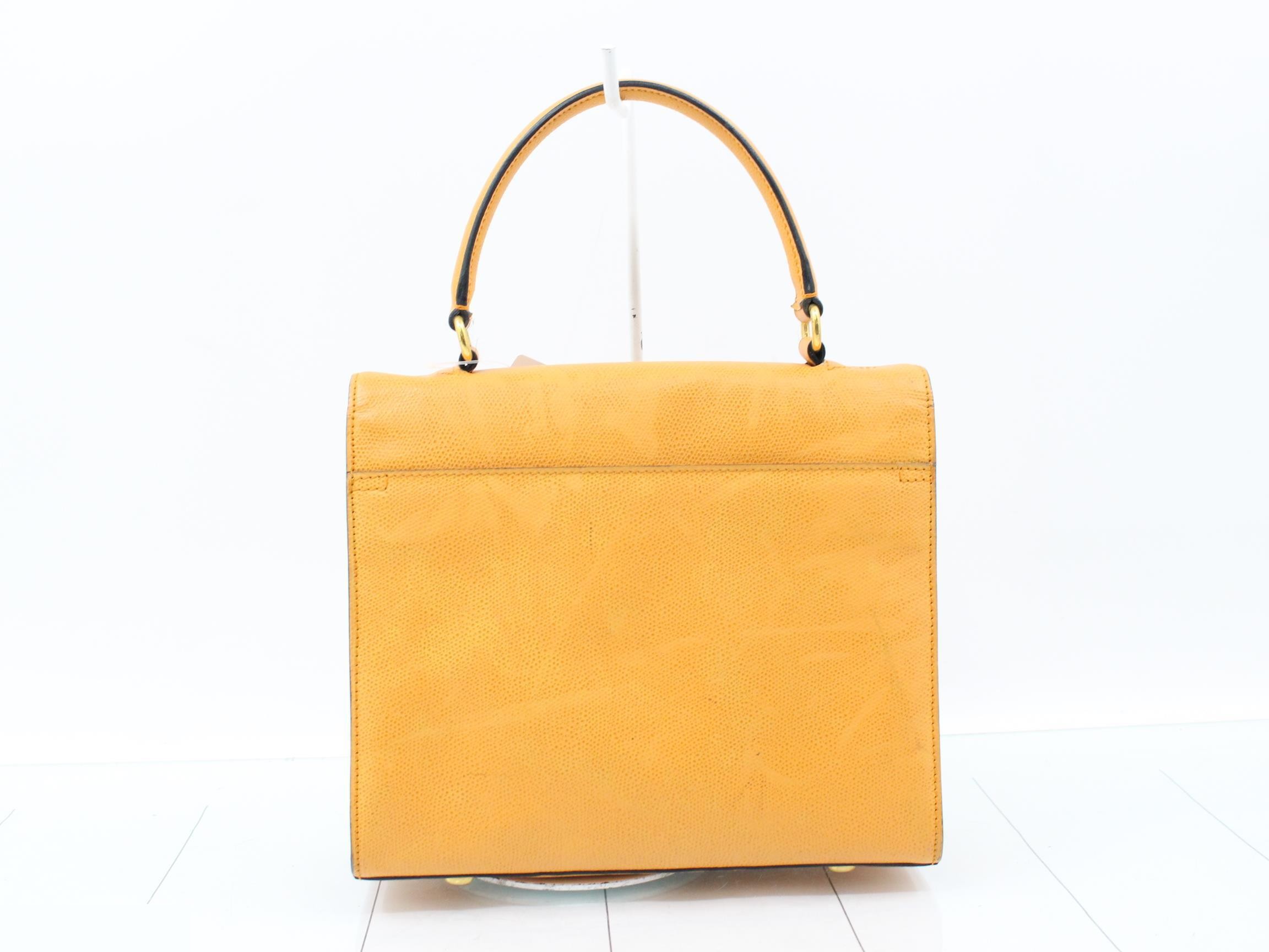 Leather G metal fittings 2WAY handbag orange — view 2