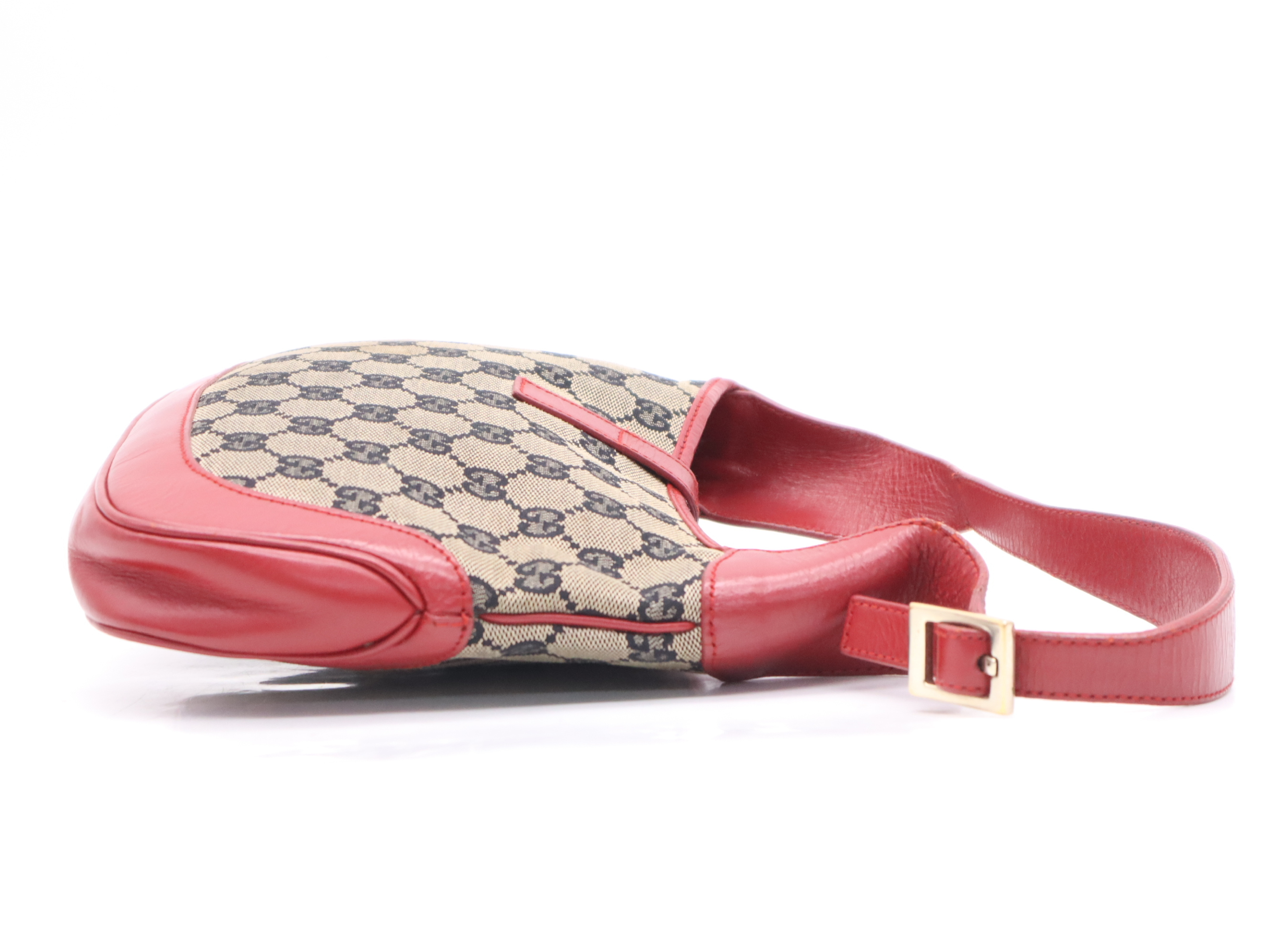 001・3735GG Canvas Jackie One-Shoulder Bag Beige Red Shoulder Bag — view 5