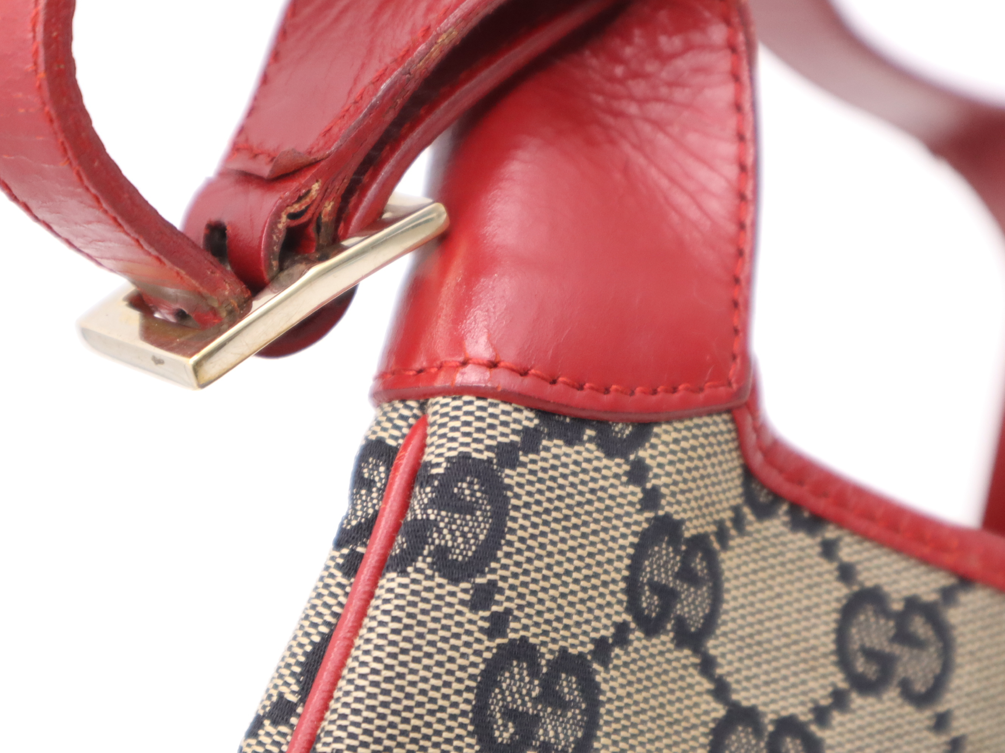001・3735GG Canvas Jackie One-Shoulder Bag Beige Red Shoulder Bag — view 7