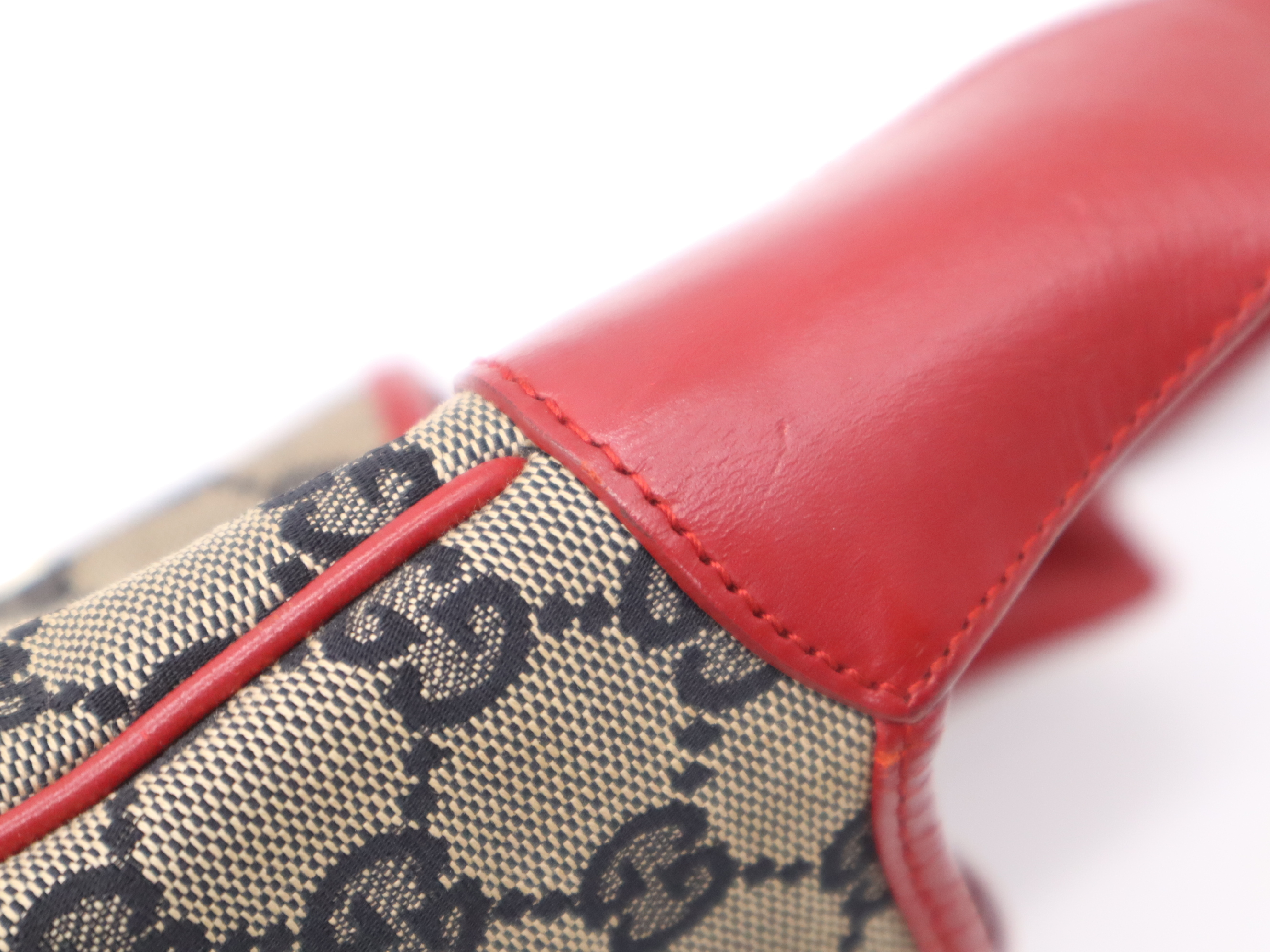 001・3735GG Canvas Jackie One-Shoulder Bag Beige Red Shoulder Bag — view 8