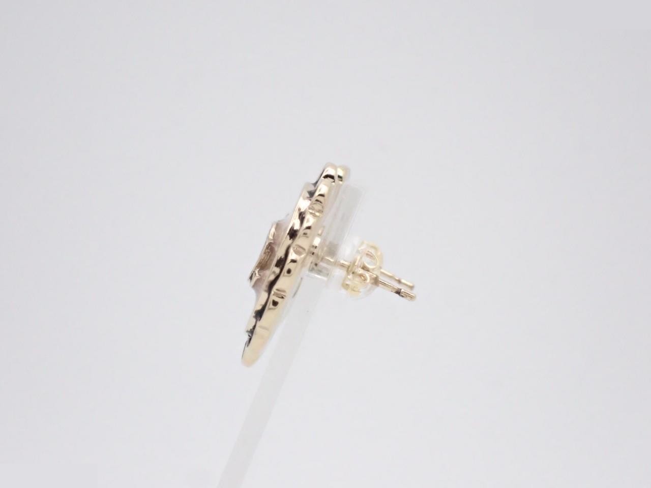 earrings, C24B, flower design, Coco Mark, shell, 2.2cm wide. — view 3