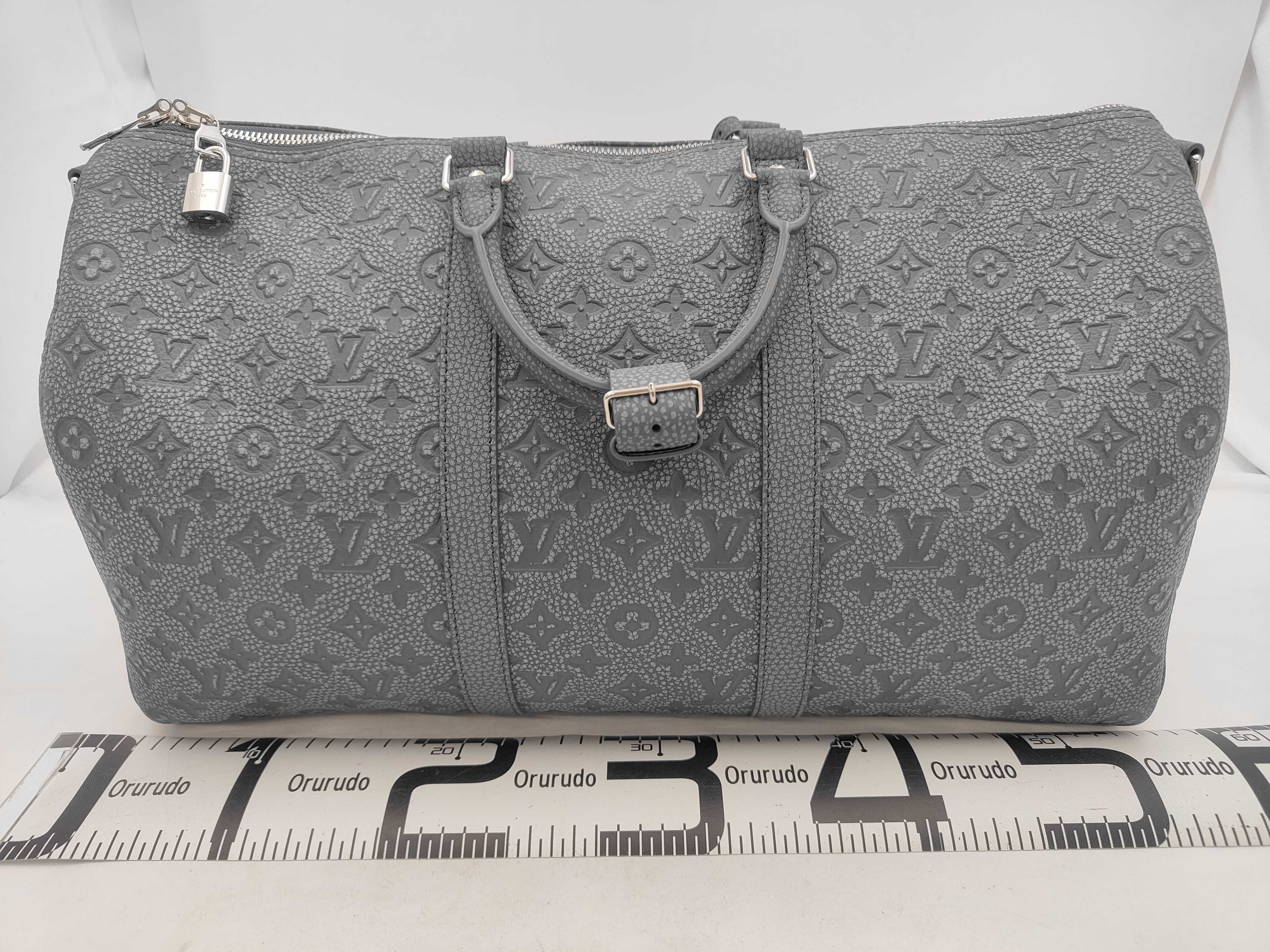 Grey Taurillon Leather Climbing Keepall Bandoulière 50 Boston Bag — view 2