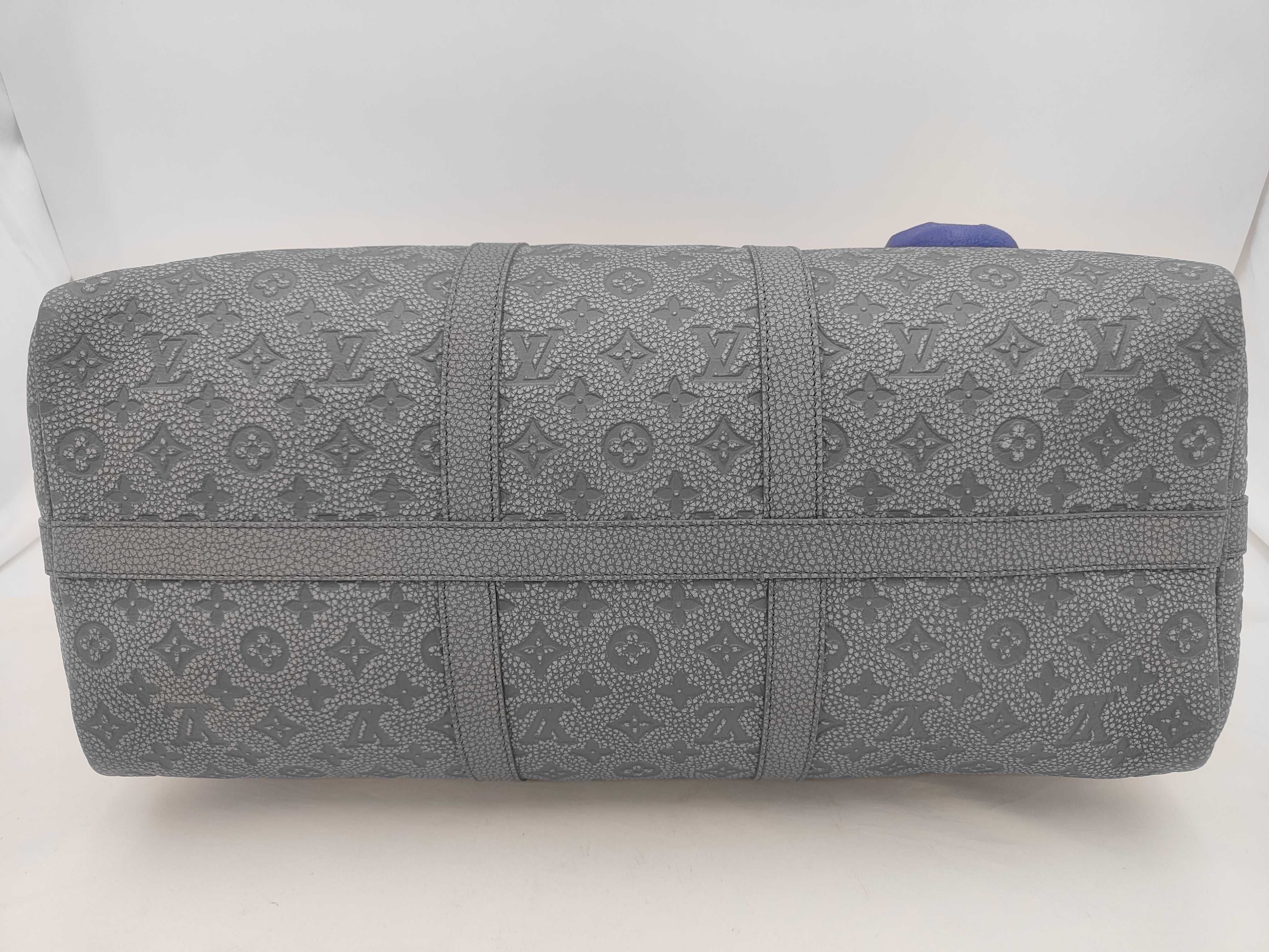 Grey Taurillon Leather Climbing Keepall Bandoulière 50 Boston Bag — view 7