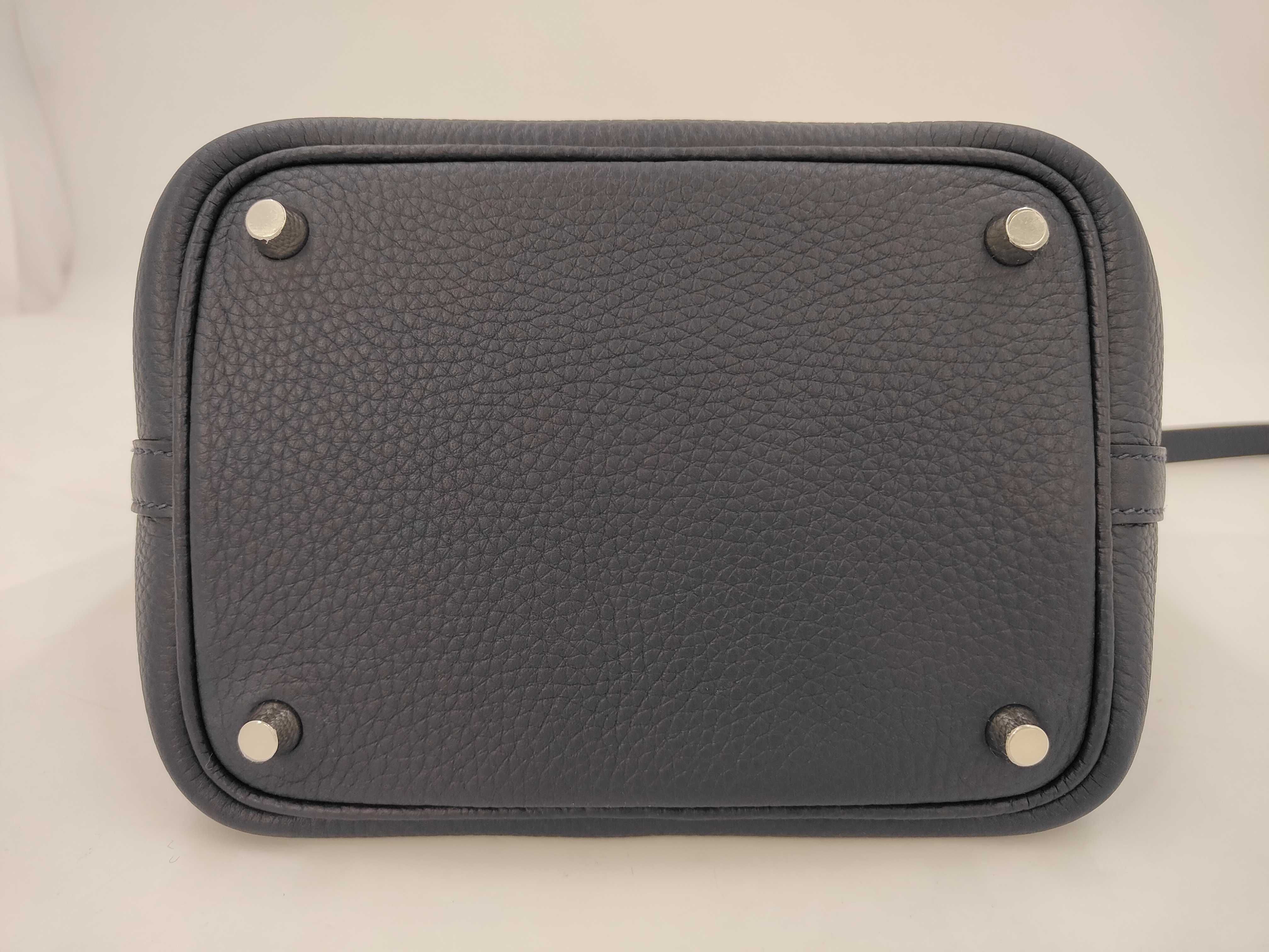 Picotin Lock 18 PM Taurillon Clemence Leather Handbag, Silver Hardware, K Stamp — view 7
