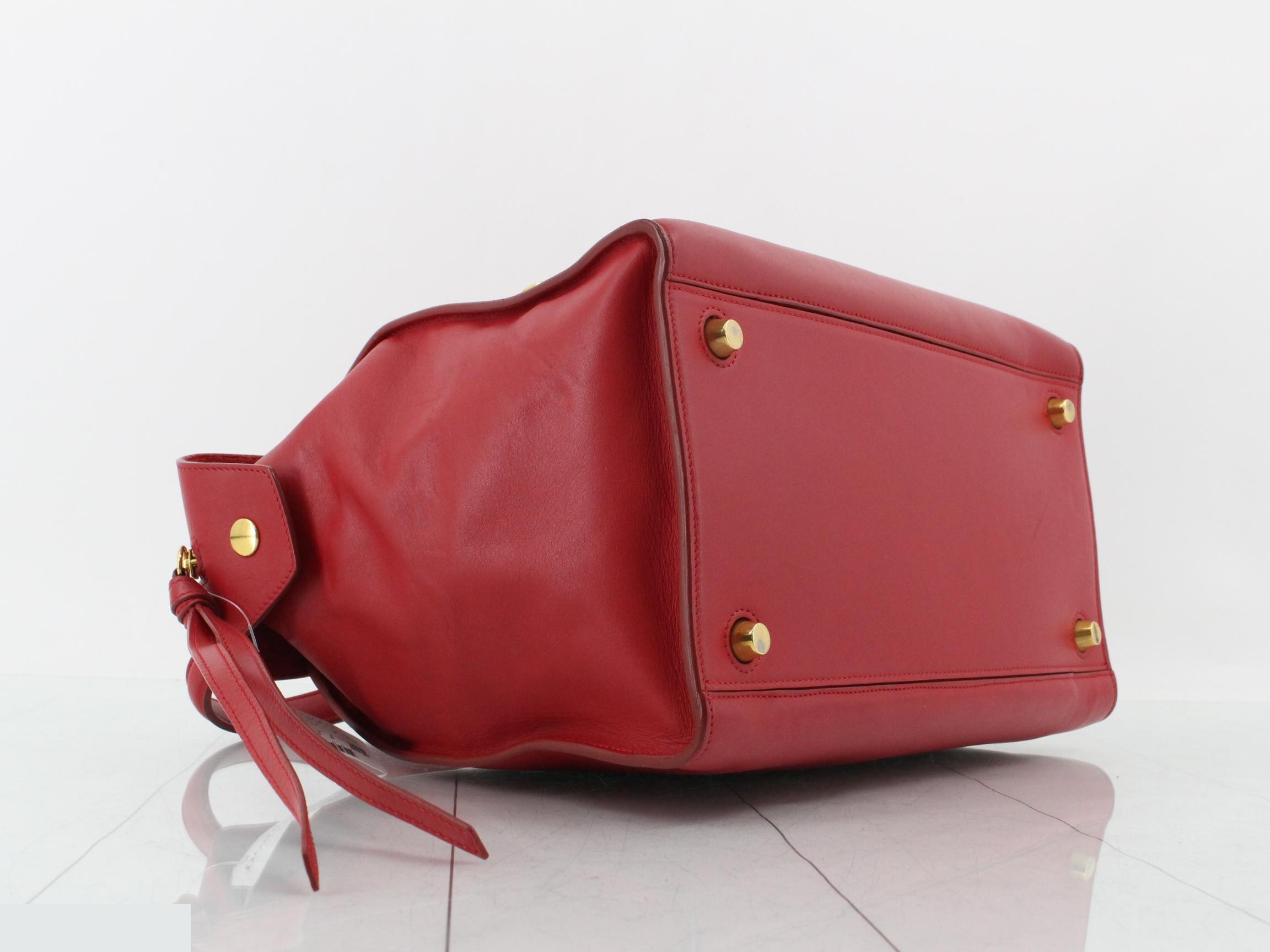 handbag, women's, ring bag, small, red, logo — view 5
