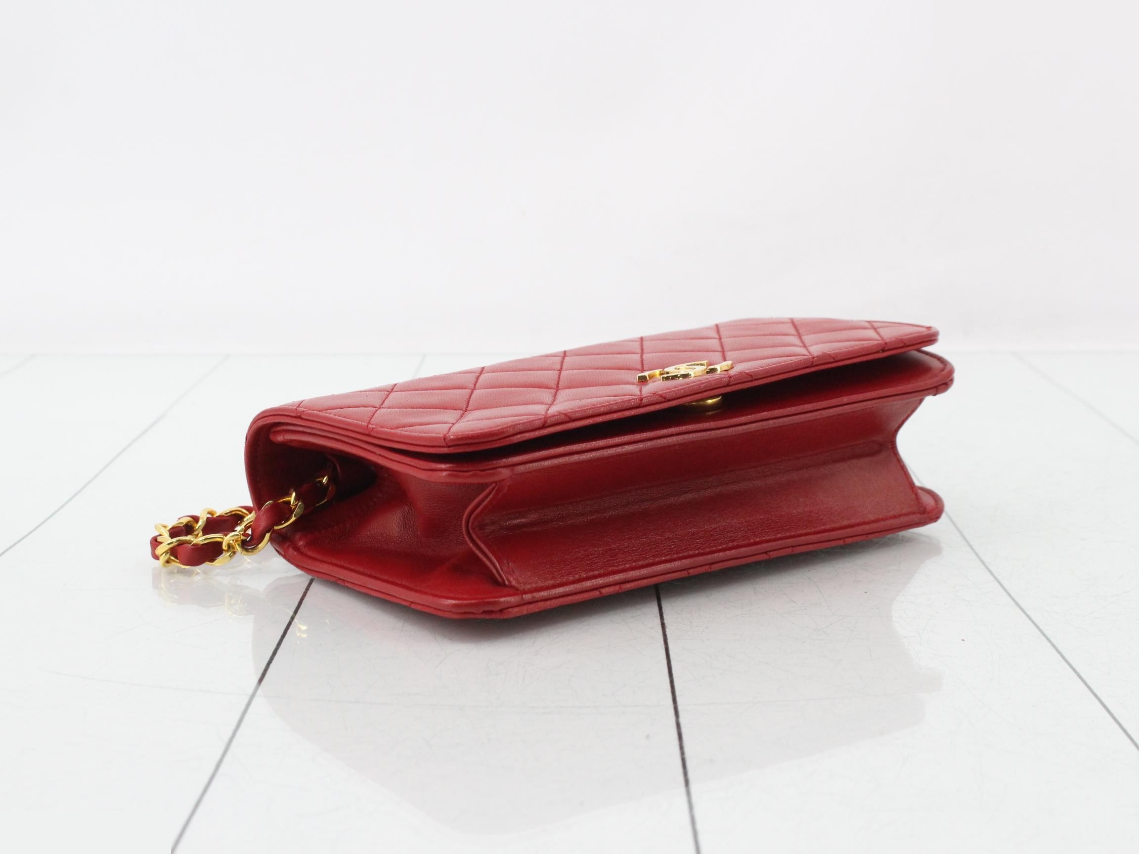 Matelassé Lambskin Push-Lock Chain Shoulder Bag — view 5