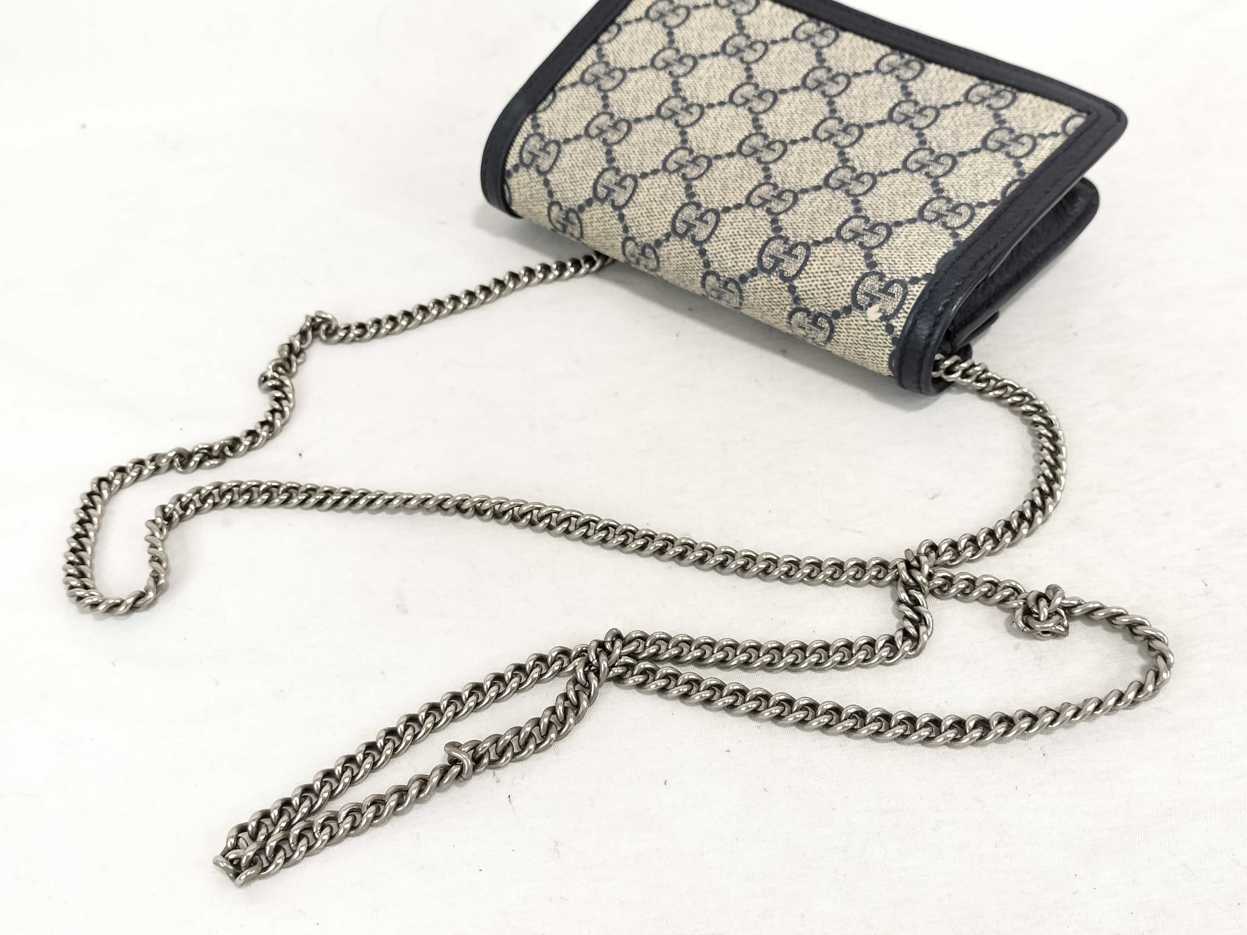 GG Supreme Chain Shoulder Bag, Navy, 476432 (Shoulder Bag) — view 3