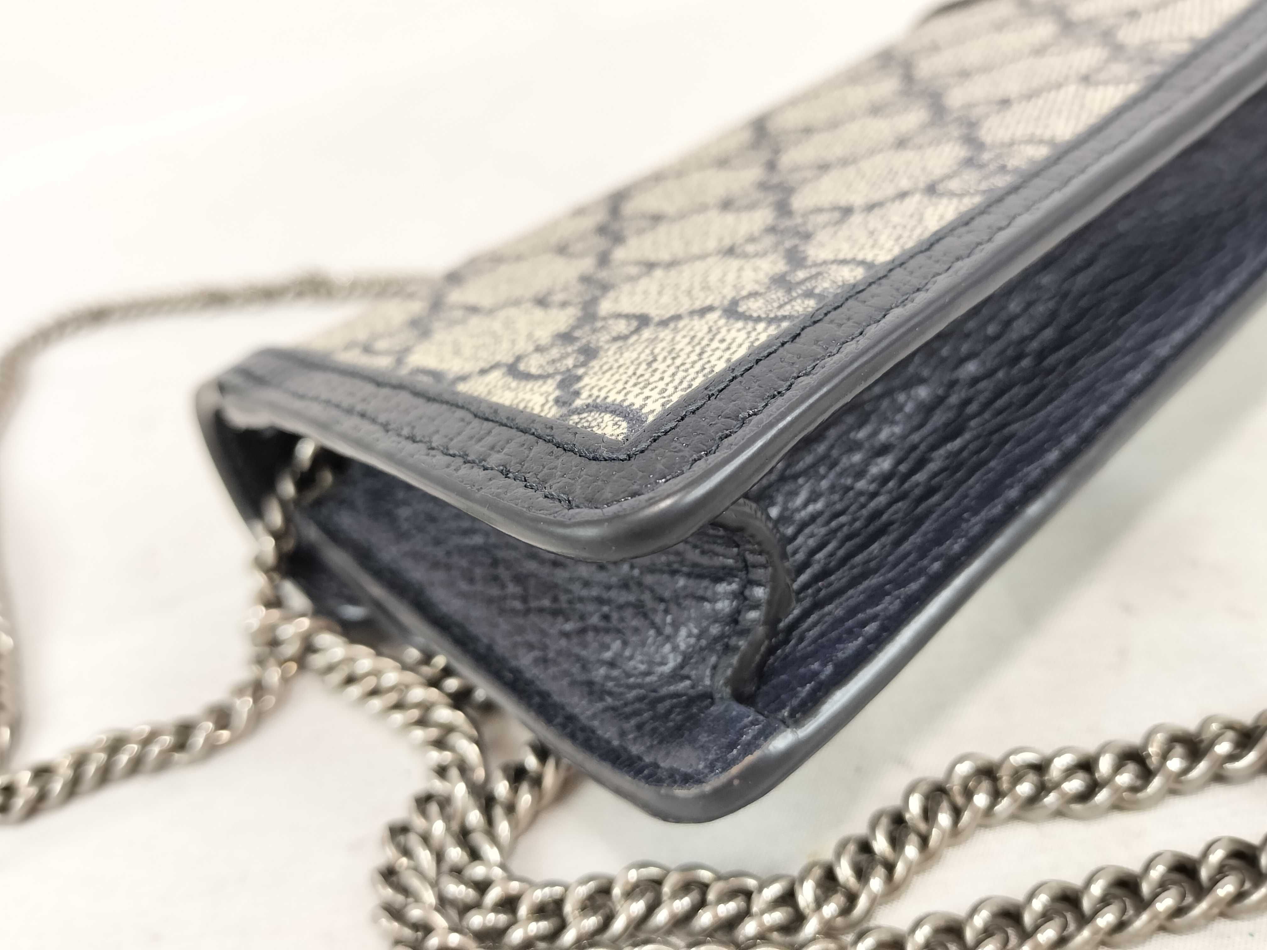GG Supreme Chain Shoulder Bag, Navy, 476432 (Shoulder Bag) — view 6