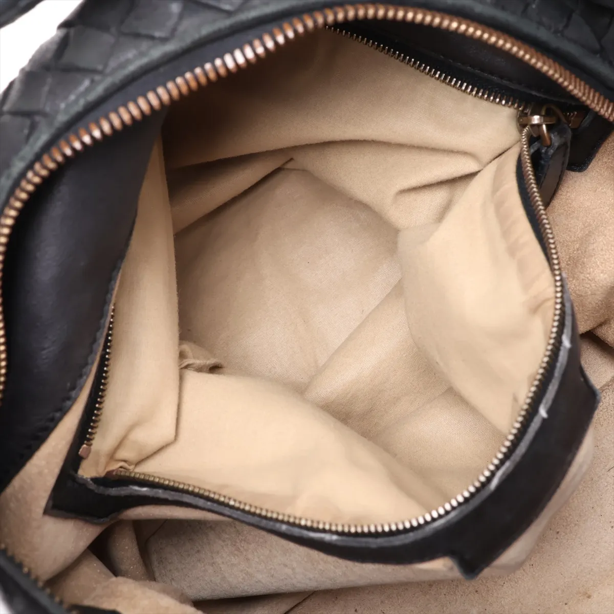 Intrecciato Leather Shoulder Bag, Black, 181347 — view 8