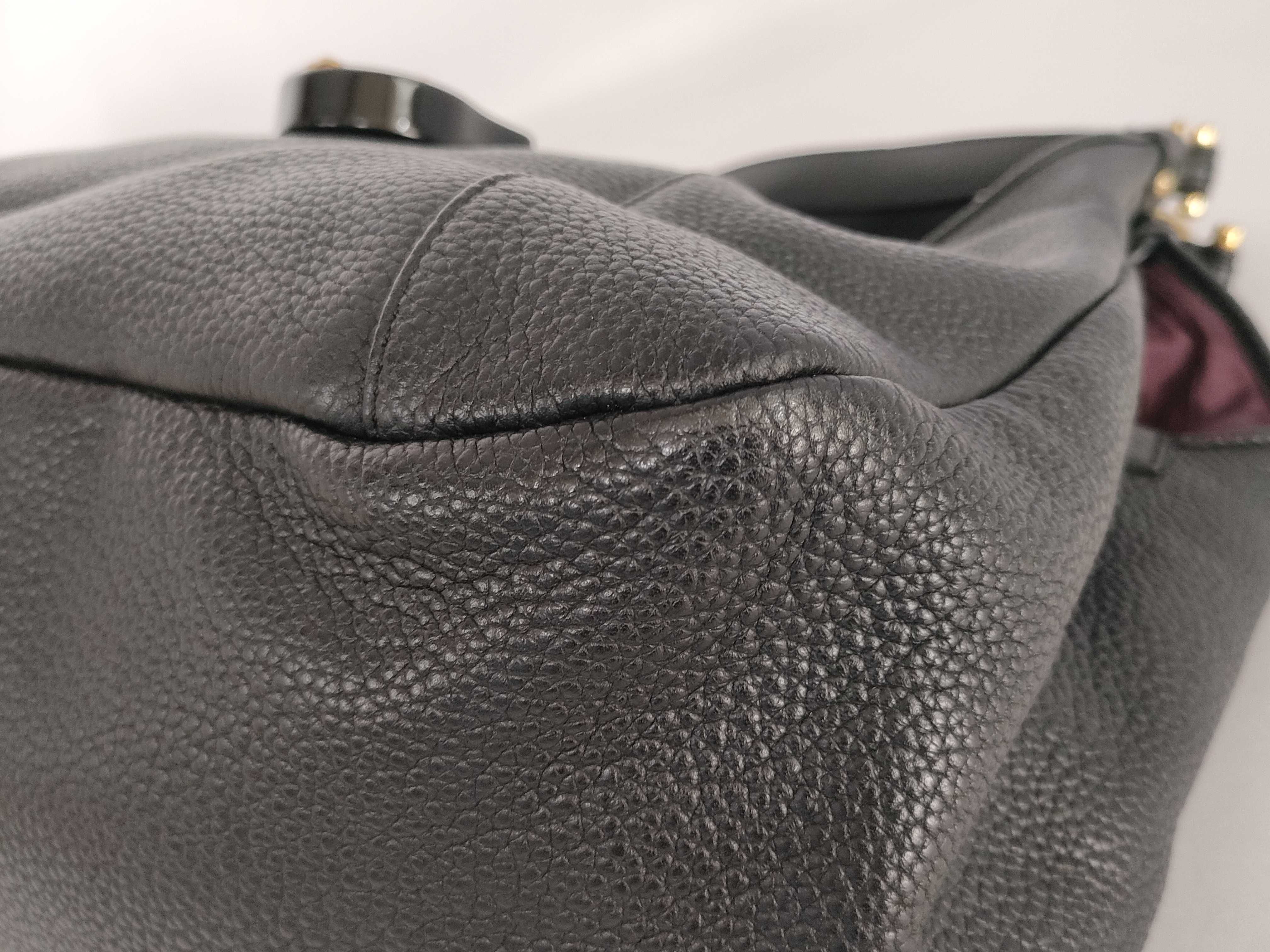 Leather One-Shoulder Bag, Black, Calle Handbag — view 6