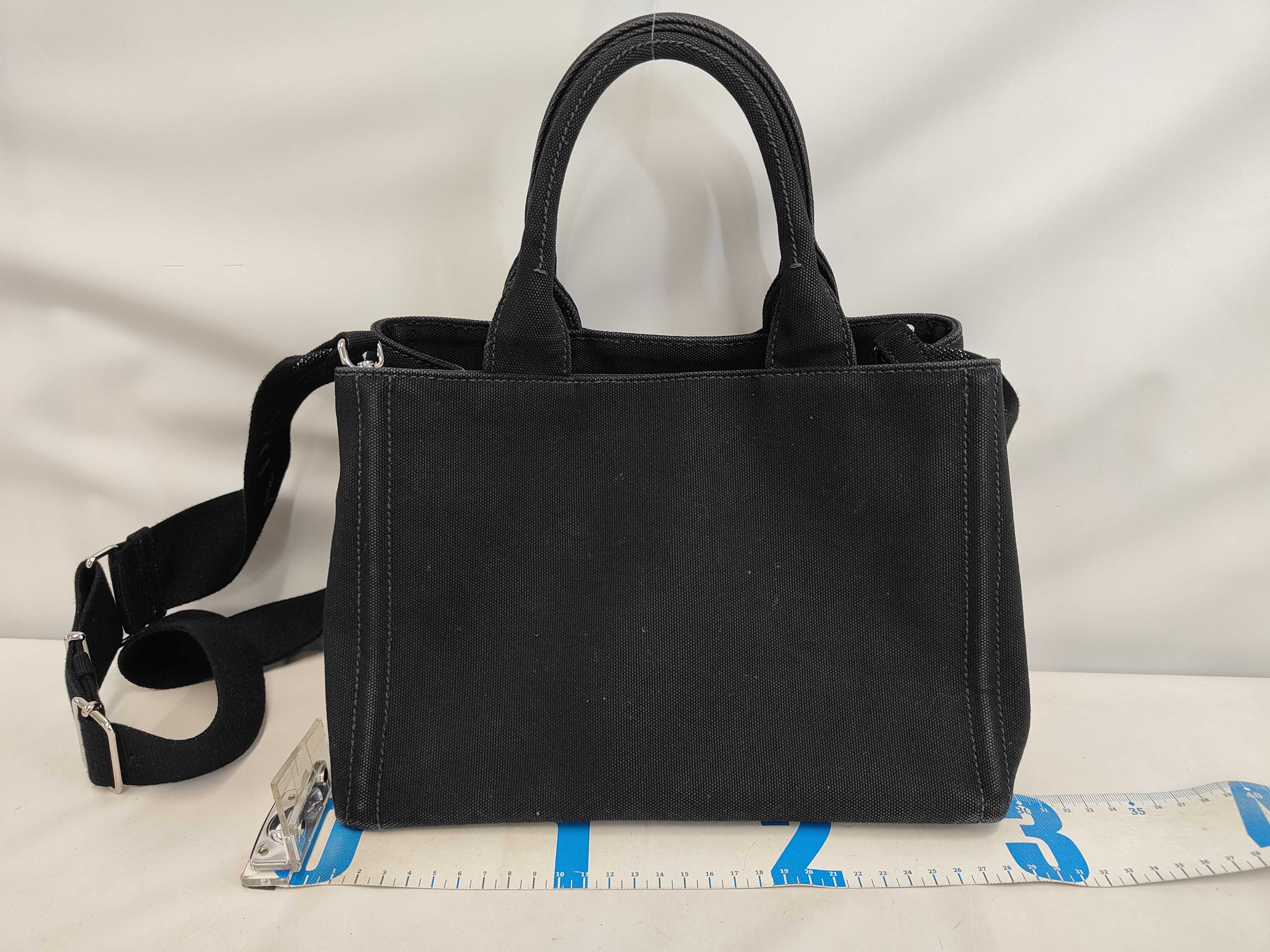 Embossed Logo Tote Bag, Canvas, Strap Handbag — view 2