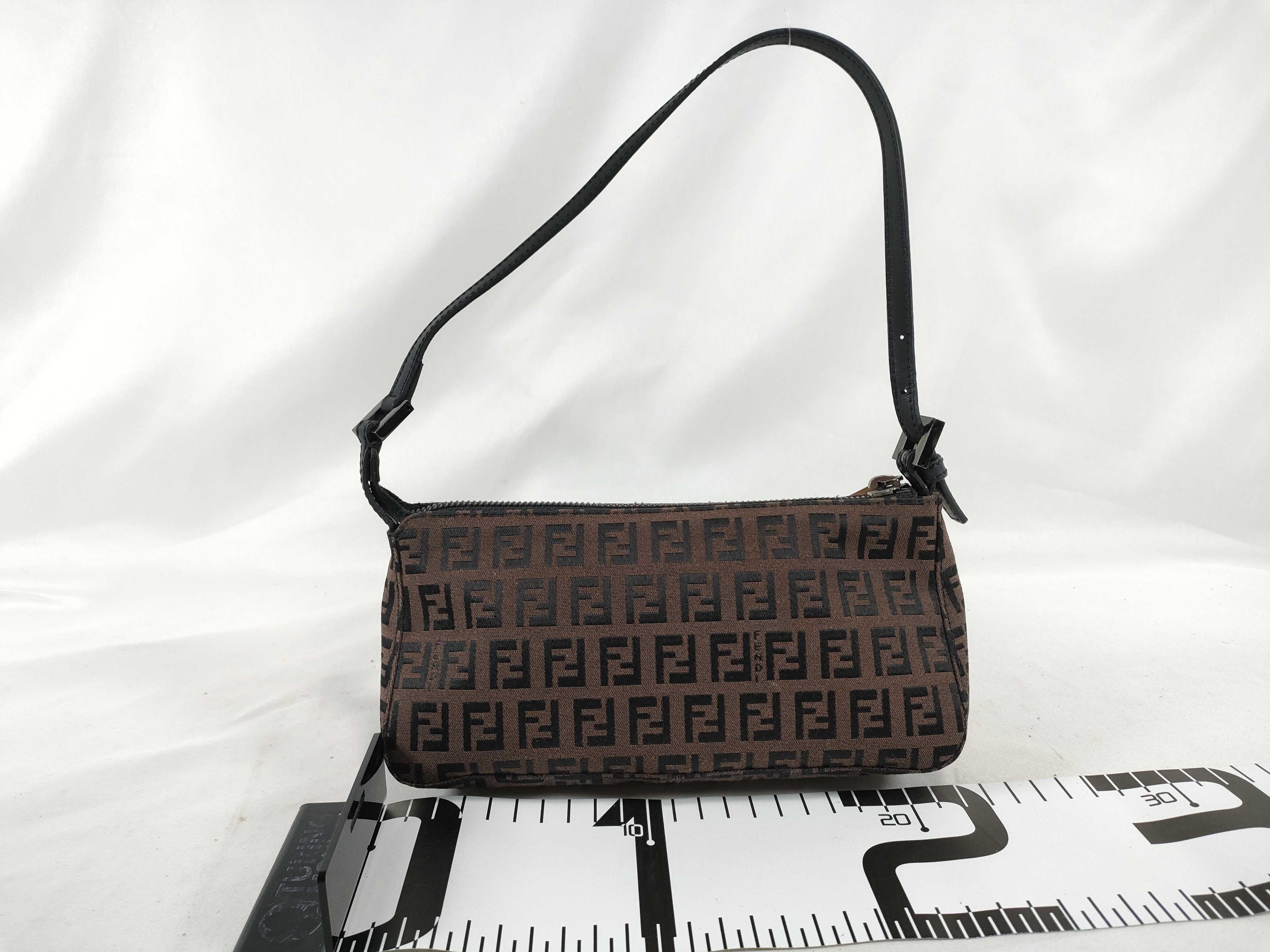 8BR249 Zucchino Accessory Pouch Hand Pouch Canvas Leather Brown Handbag — view 2