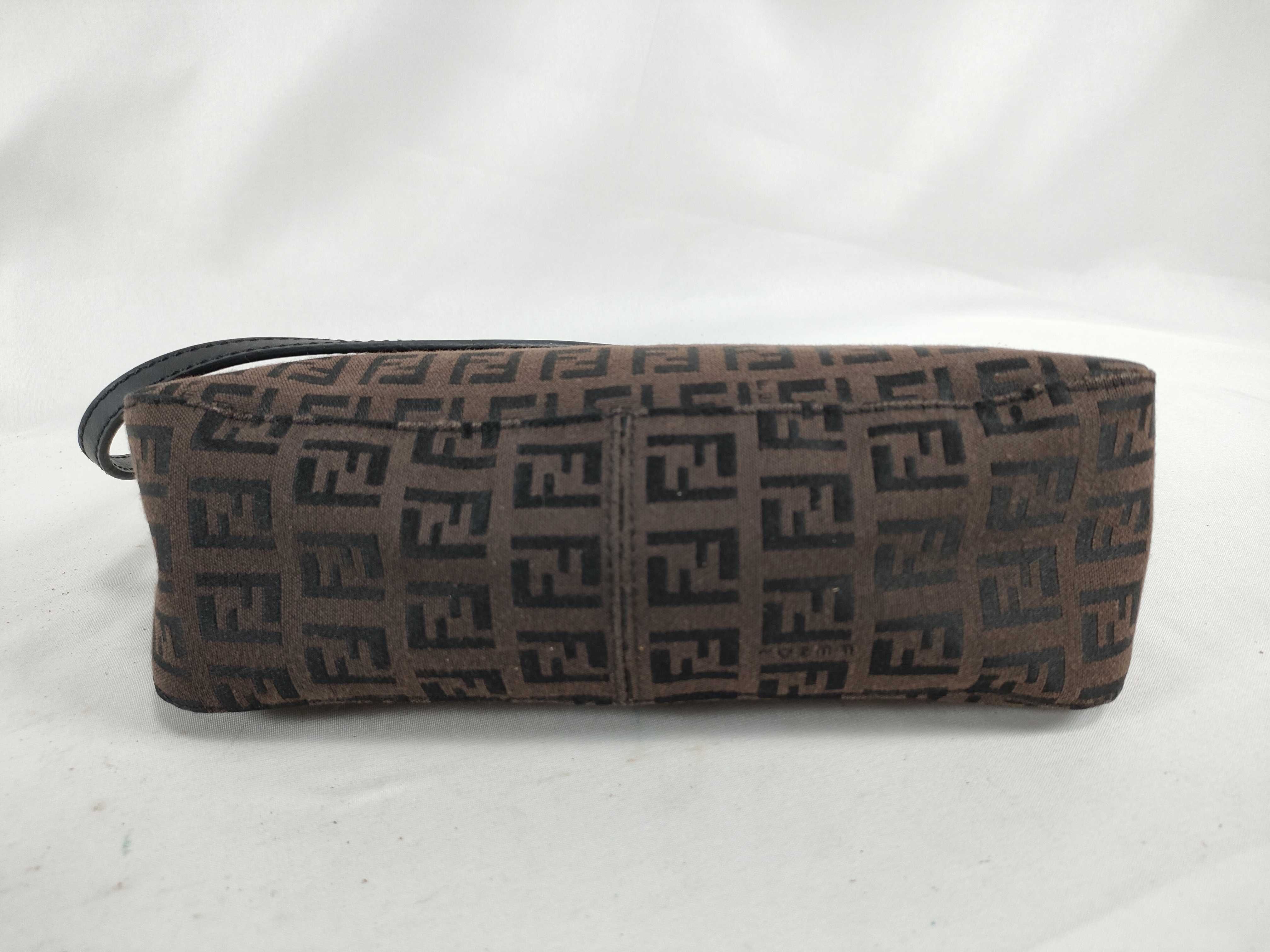 8BR249 Zucchino Accessory Pouch Hand Pouch Canvas Leather Brown Handbag — view 8