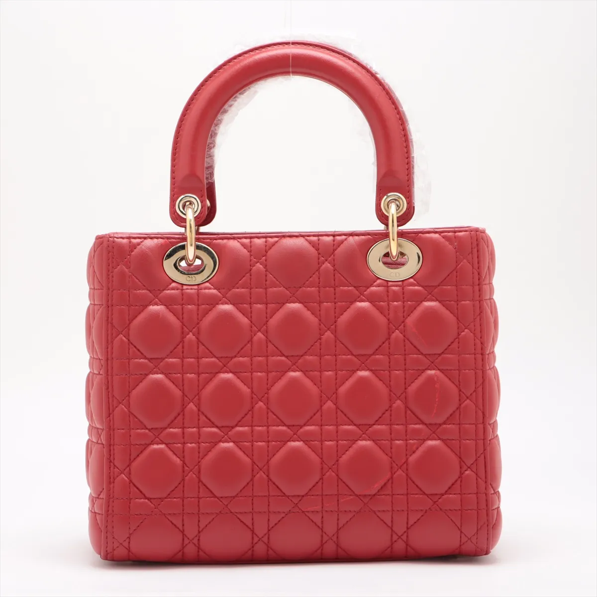 Lady Dior Cannage Leather 2WAY Handbag Red — view 2
