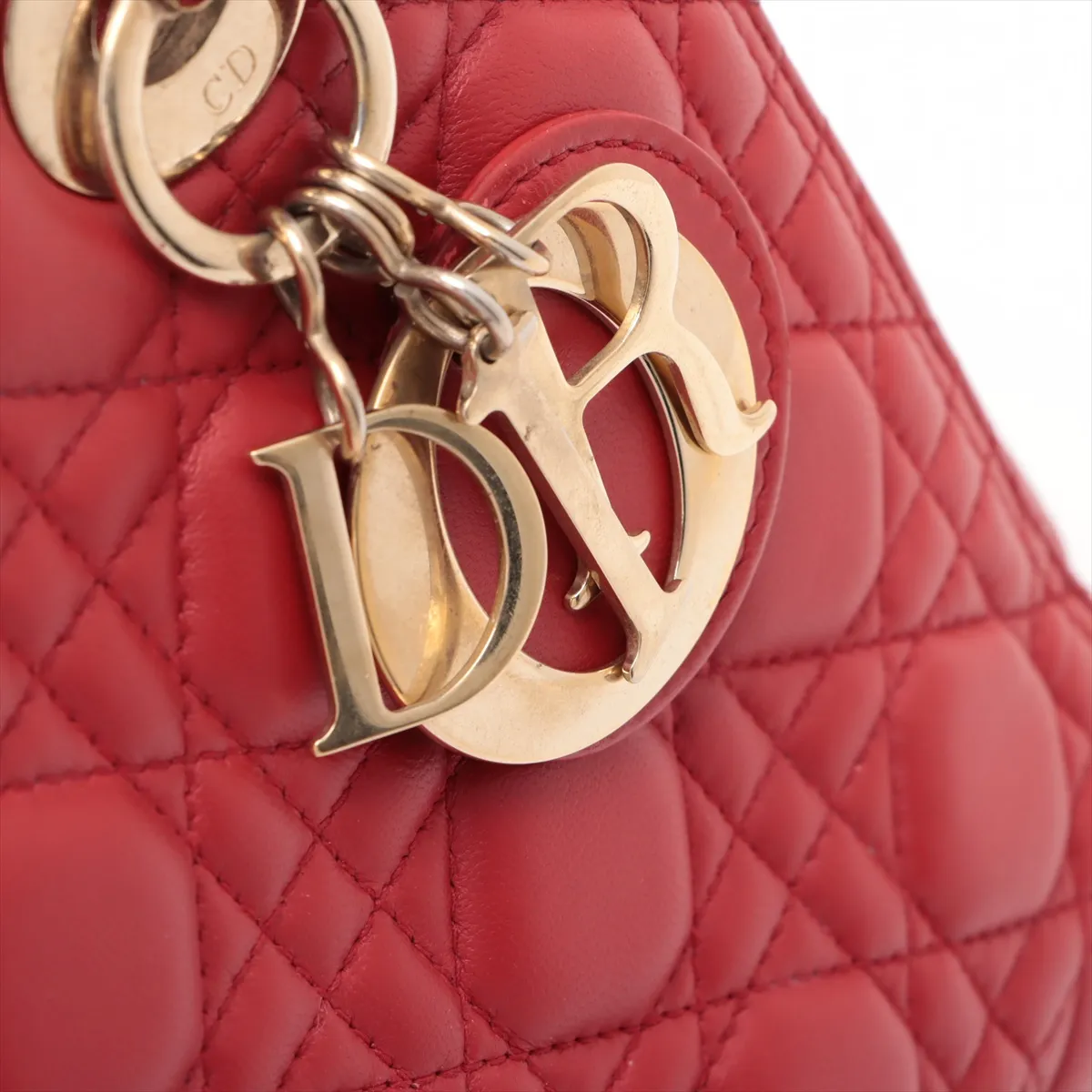 Lady Dior Cannage Leather 2WAY Handbag Red — view 12
