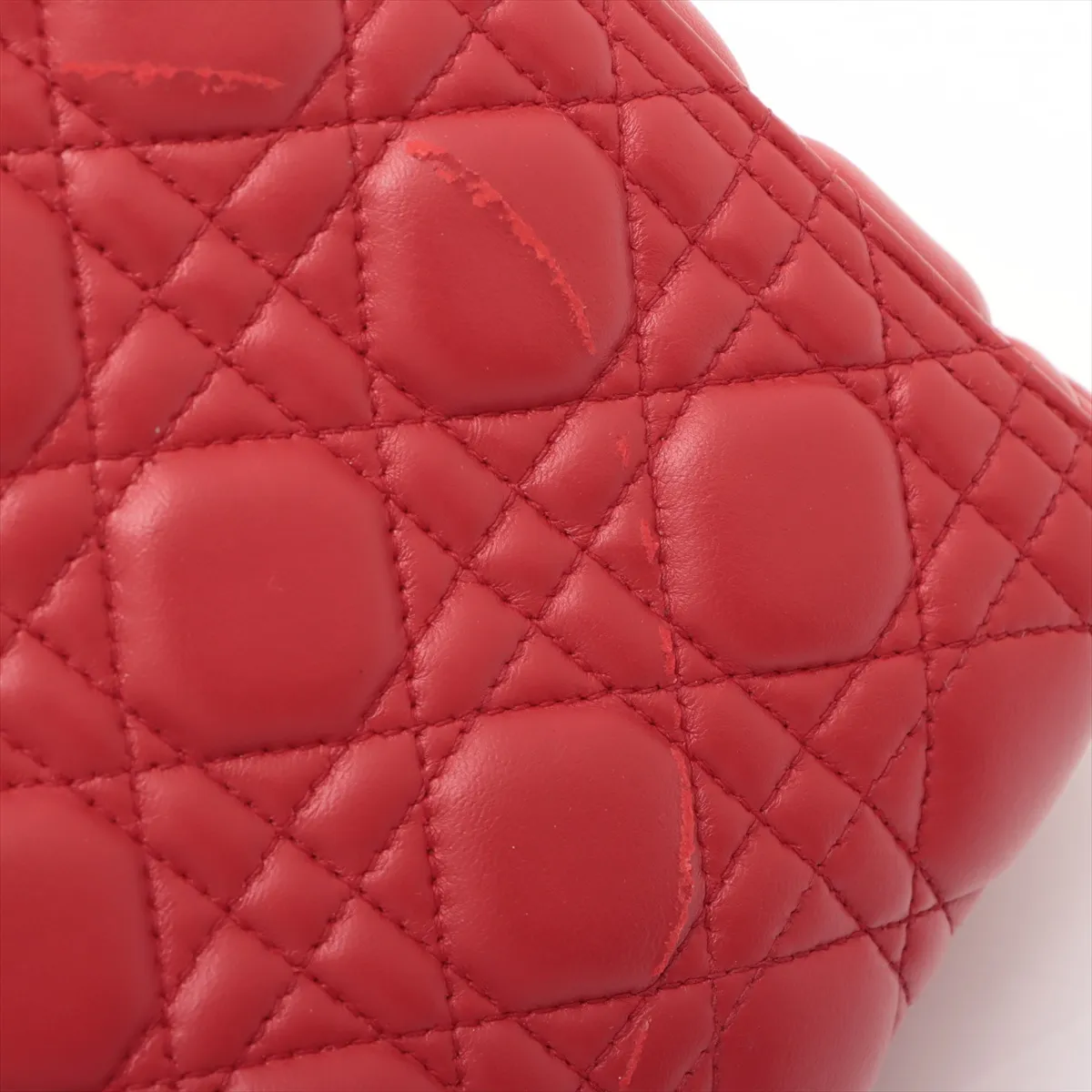 Lady Dior Cannage Leather 2WAY Handbag Red — view 13
