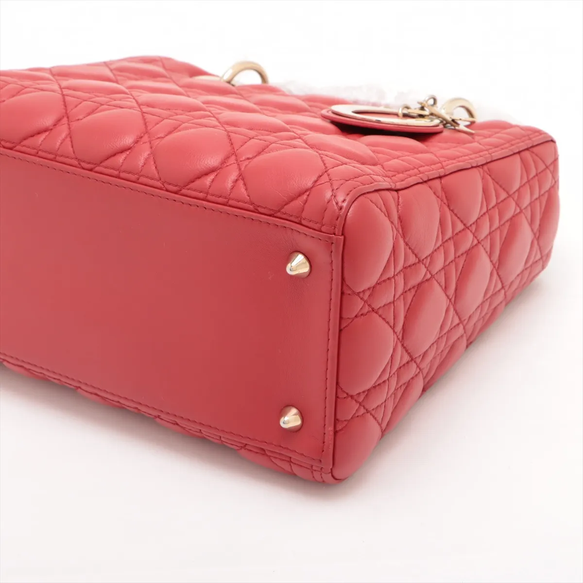 Lady Dior Cannage Leather 2WAY Handbag Red — view 3