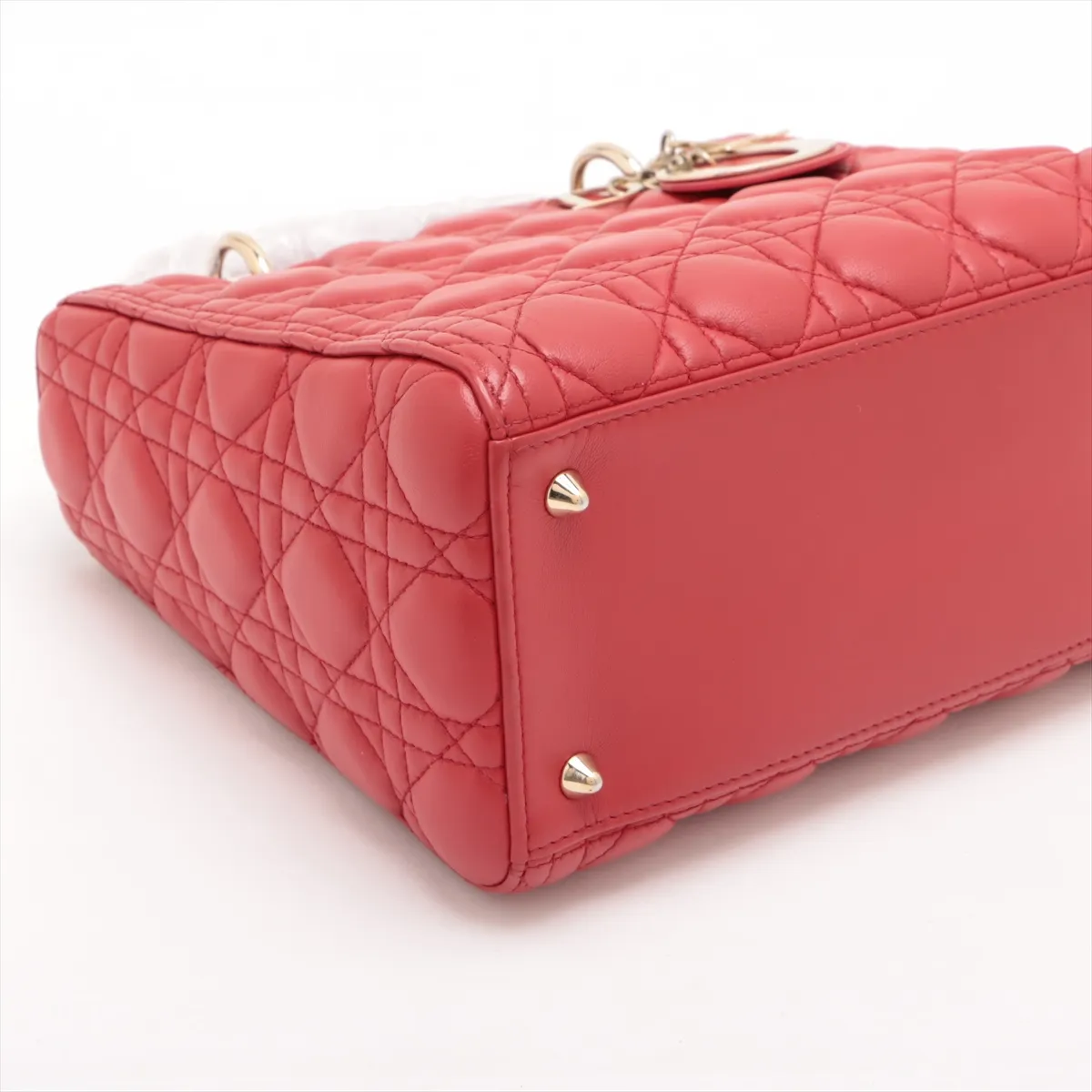Lady Dior Cannage Leather 2WAY Handbag Red — view 4