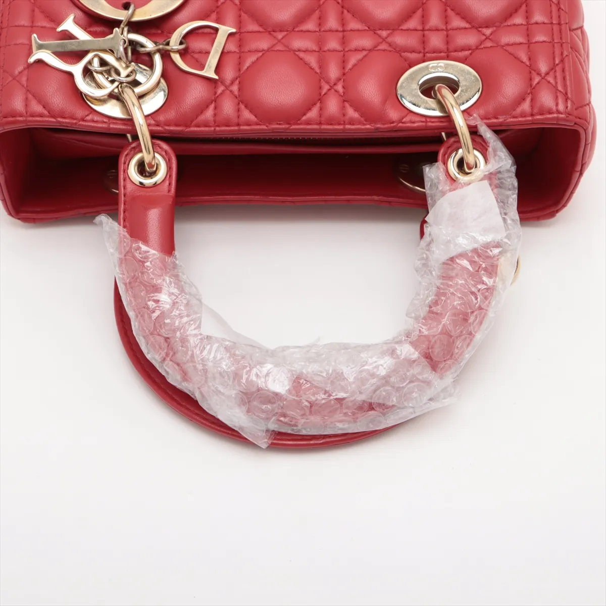 Lady Dior Cannage Leather 2WAY Handbag Red — view 5