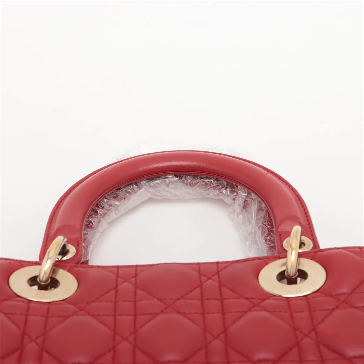 Lady Dior Cannage Leather 2WAY Handbag Red — view 6