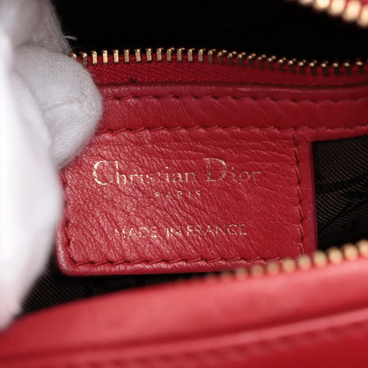 Lady Dior Cannage Leather 2WAY Handbag Red — view 10