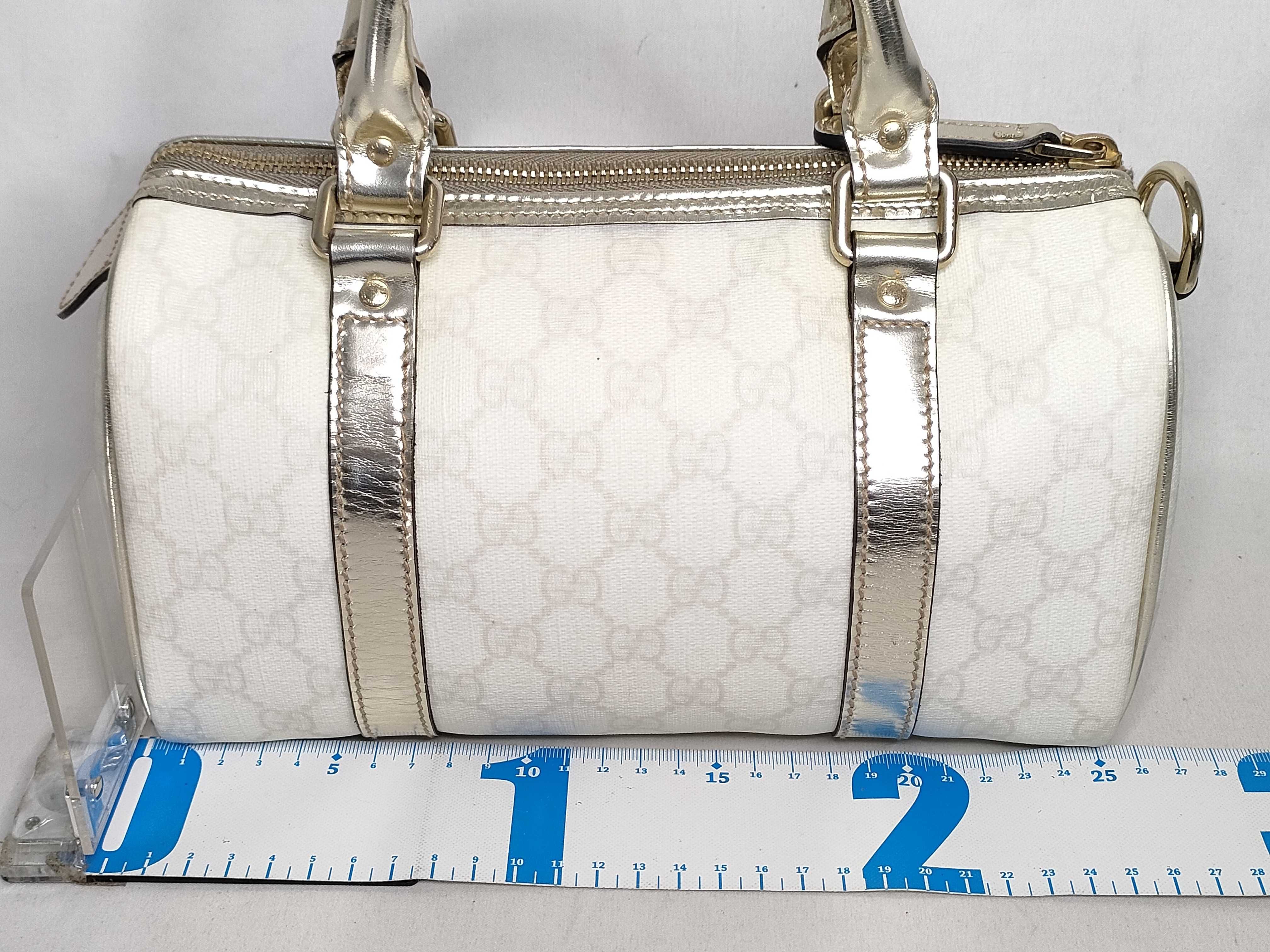 GG Supreme Mini Boston Bag, White PVC Handbag (193604) — view 2