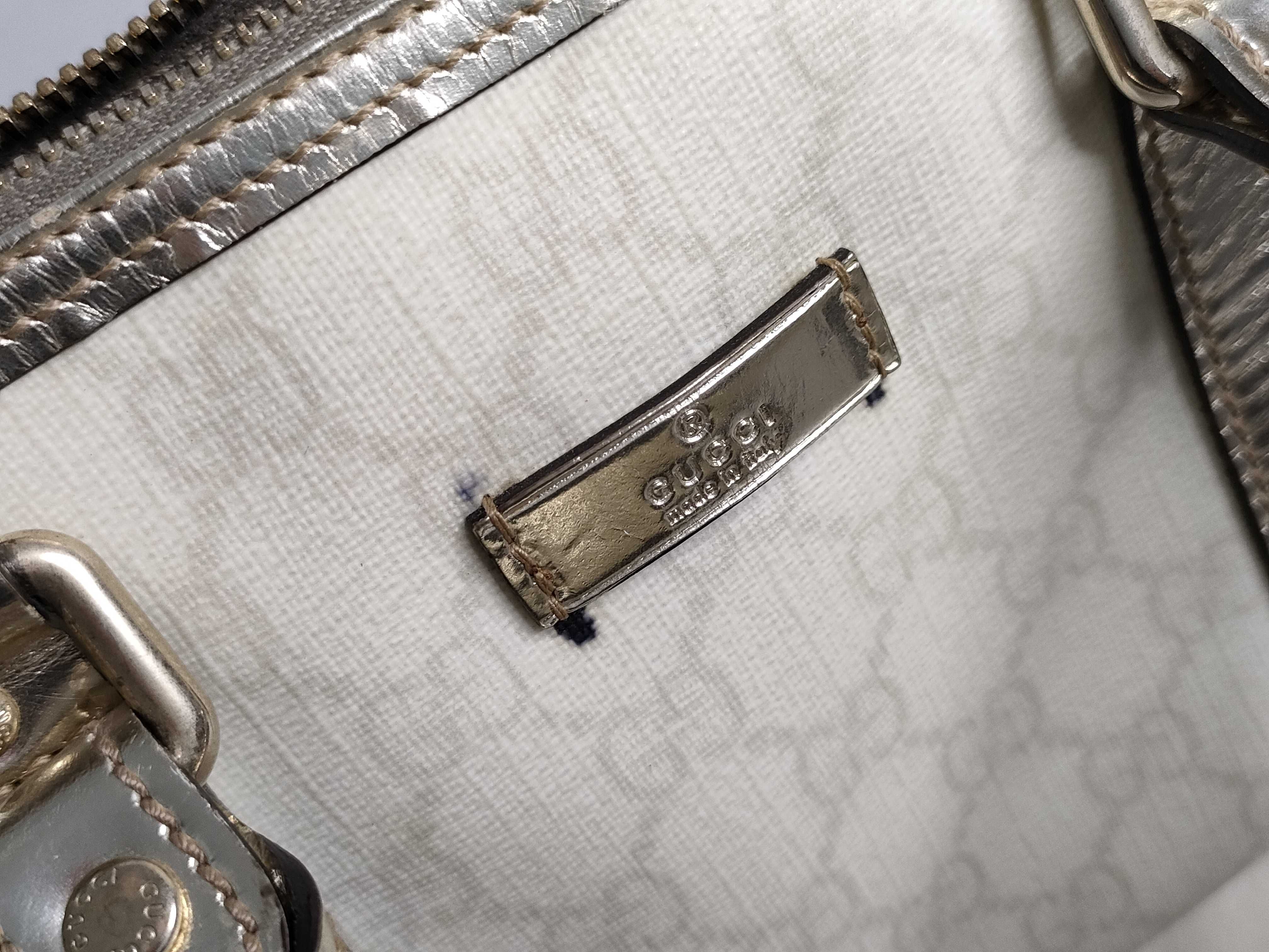 GG Supreme Mini Boston Bag, White PVC Handbag (193604) — view 14