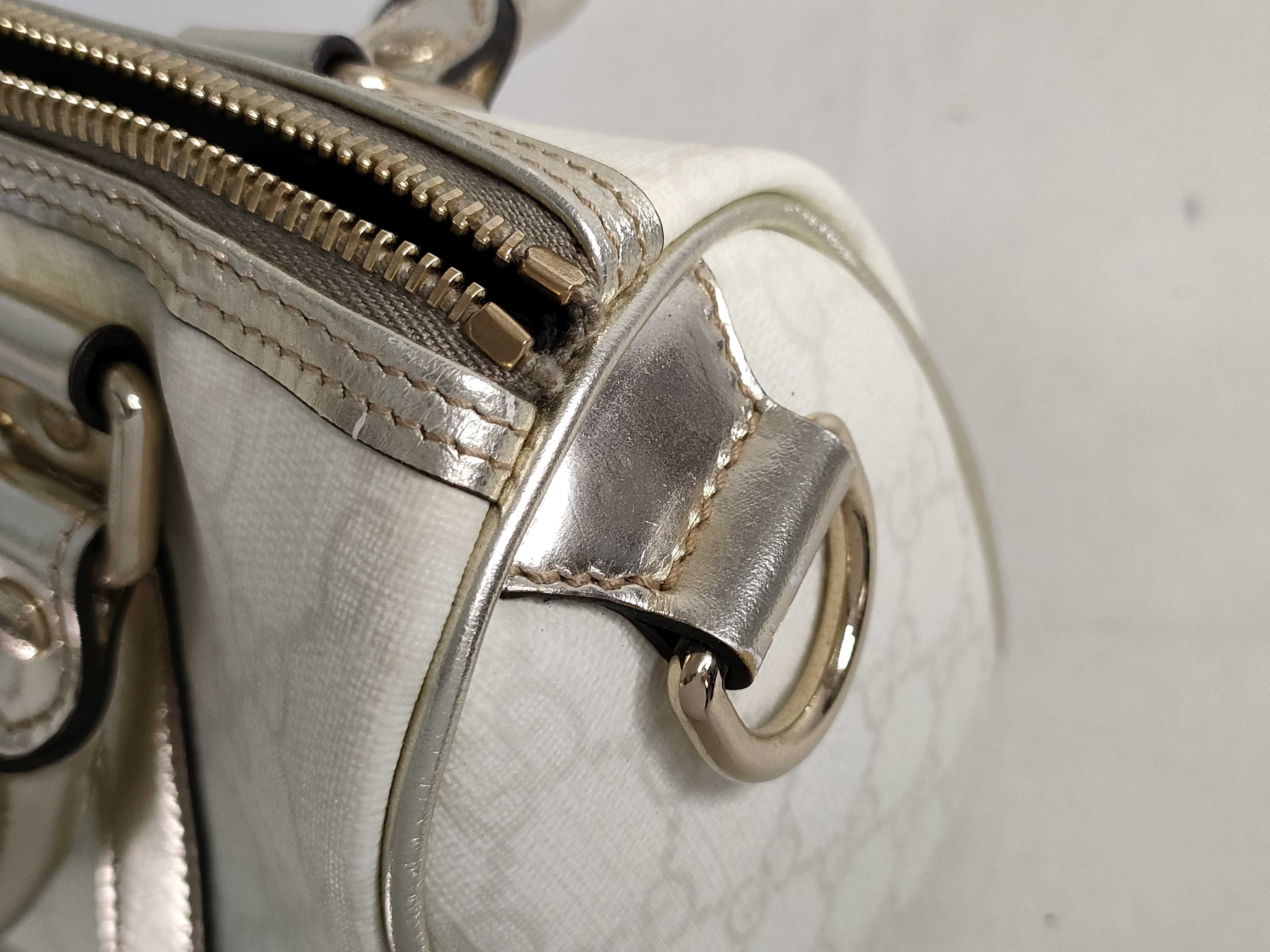 GG Supreme Mini Boston Bag, White PVC Handbag (193604) — view 15