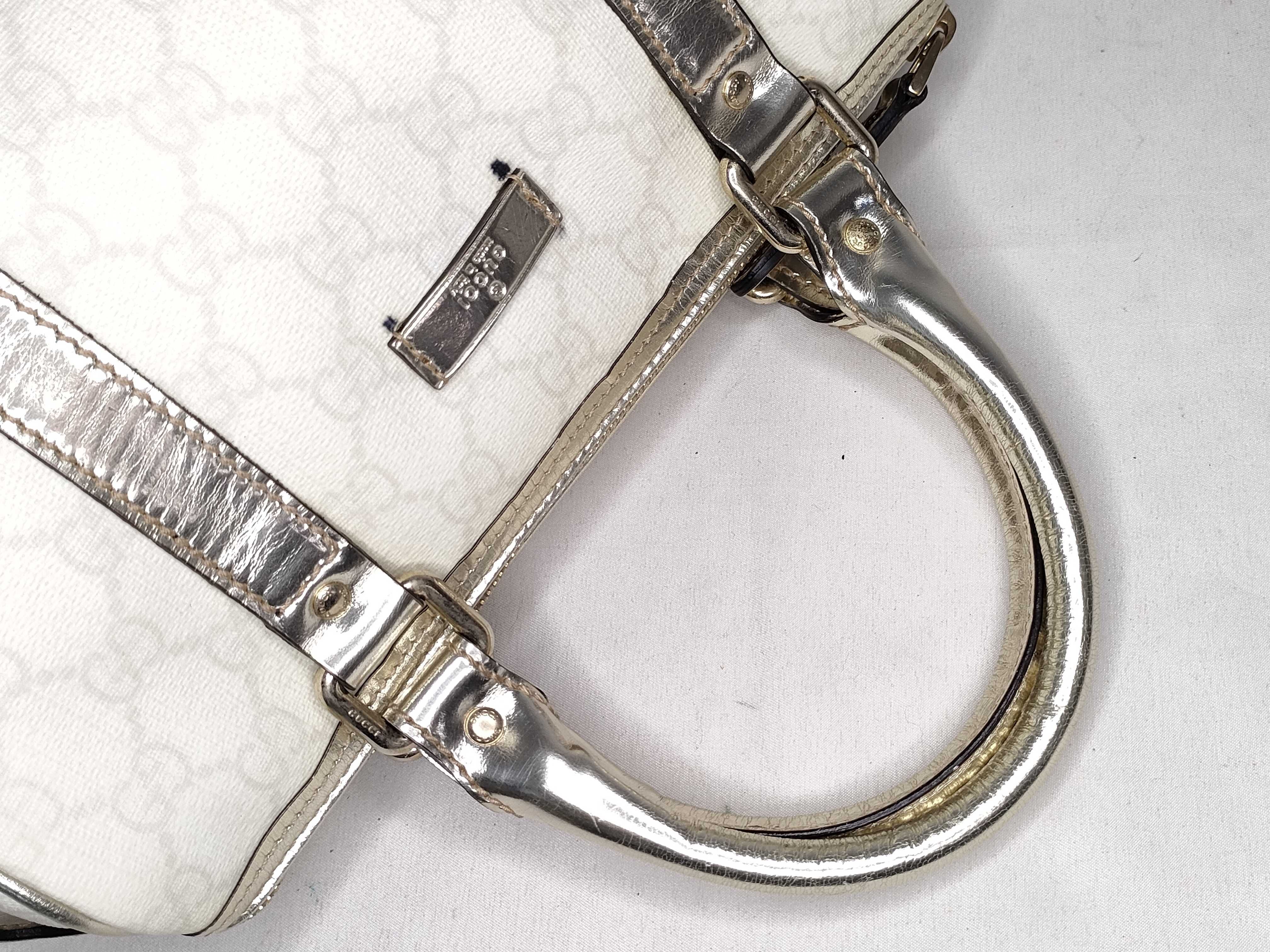 GG Supreme Mini Boston Bag, White PVC Handbag (193604) — view 3